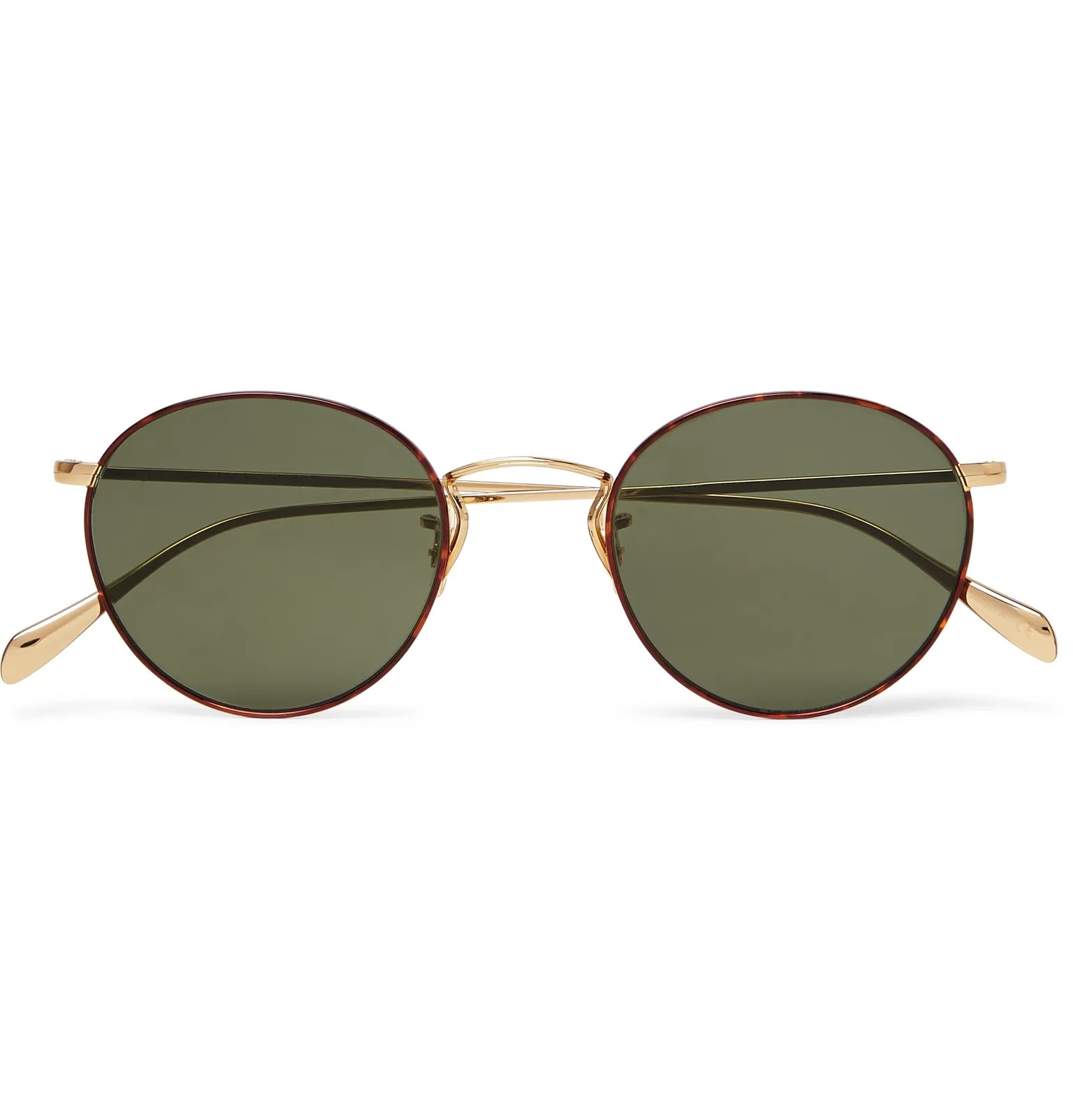 Round-Frame Tortoiseshell Acetate and Gold-Tone Sunglasses - 1