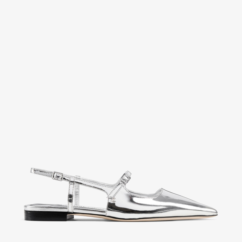 Didi Flat Silver Liquid Metal Leather Flats - 1
