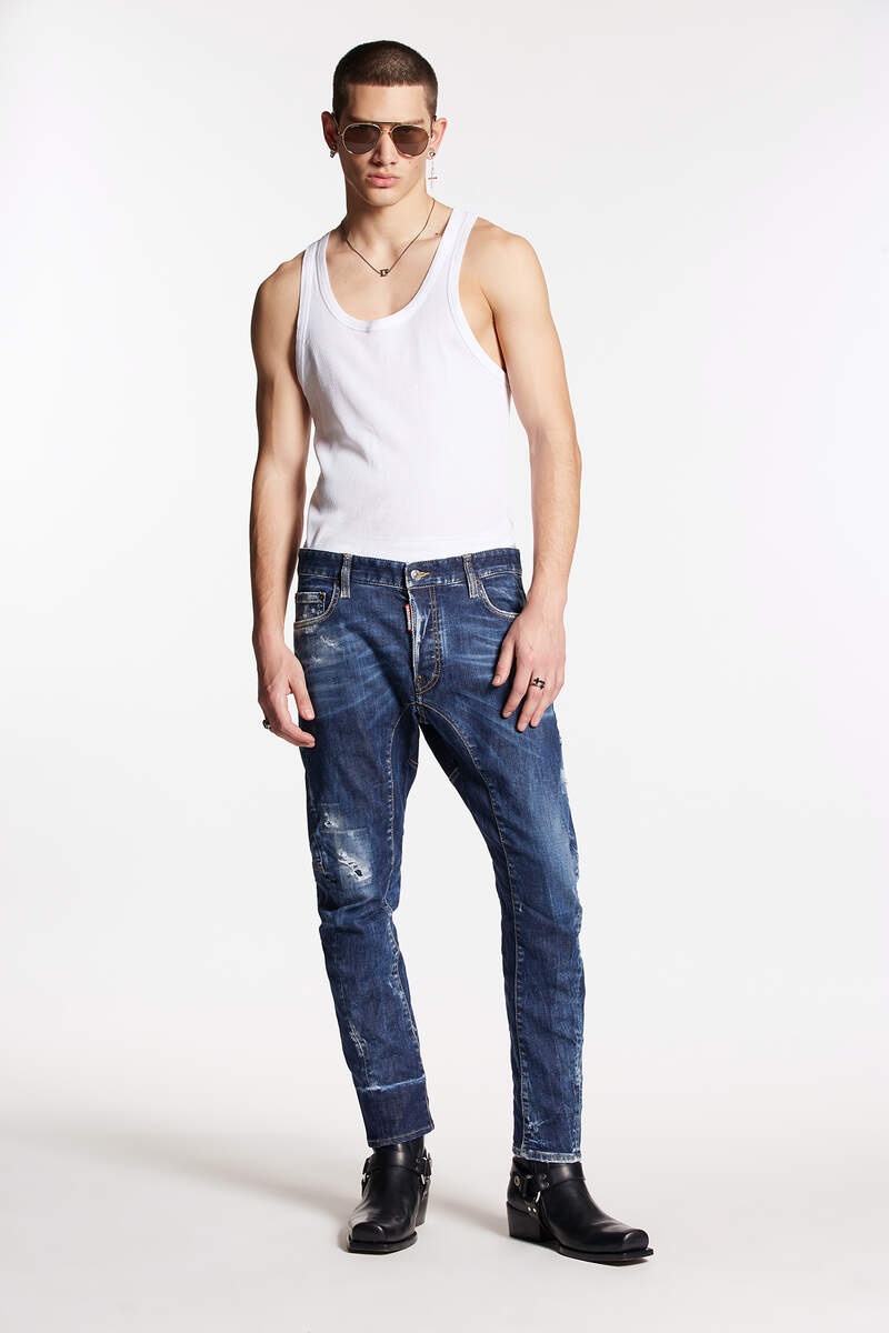 DSQUARED2 DARK SCAR WASH TIDY BIKER JEANS | REVERSIBLE