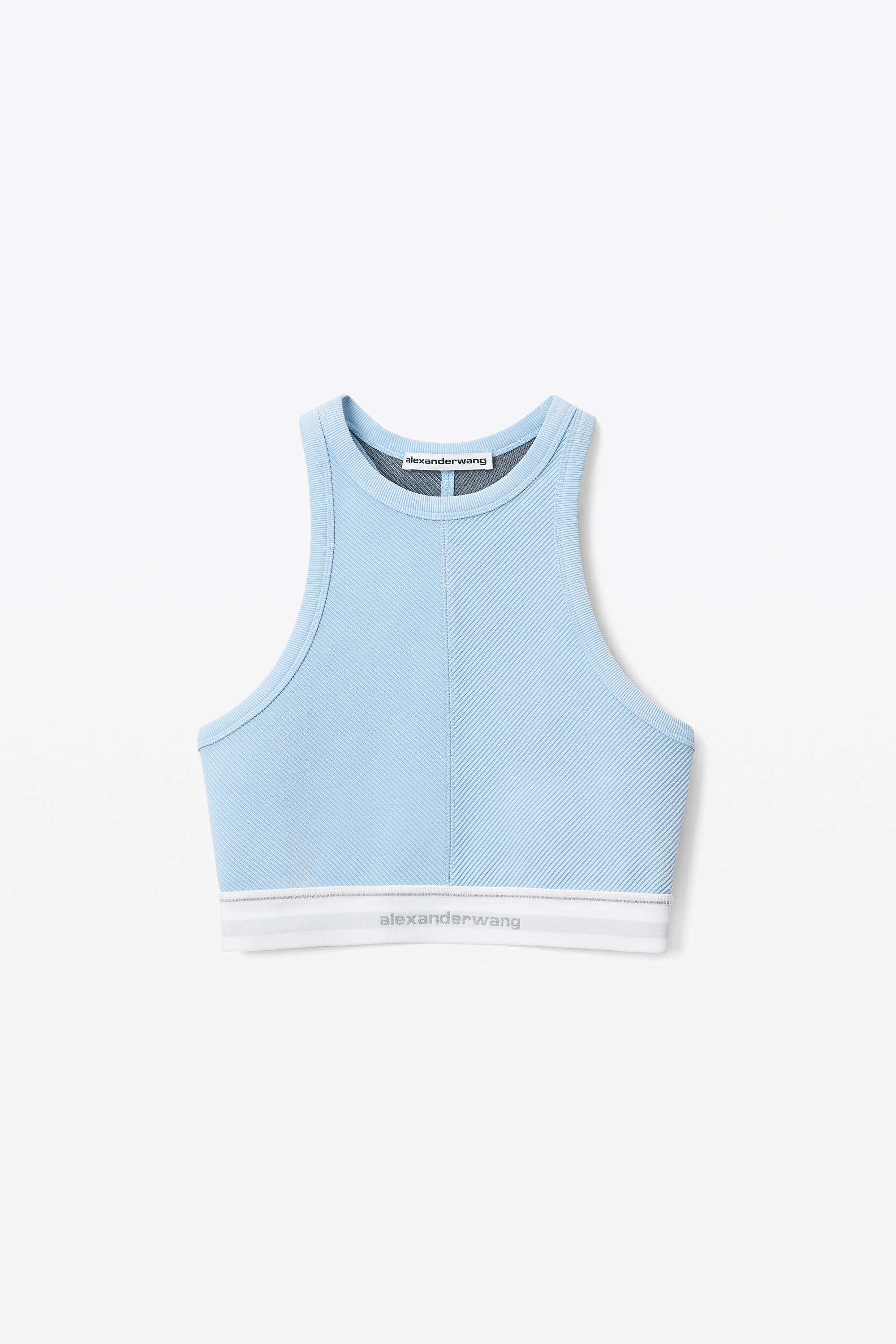 LOGO ELASTIC BRA TOP IN RIBBED JERSEY - 1