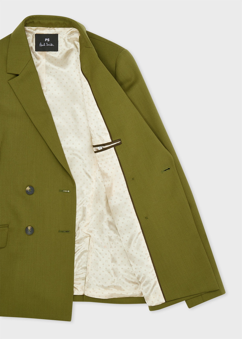 Women's Olive Green Wool Double-Breasted Blazer 4
