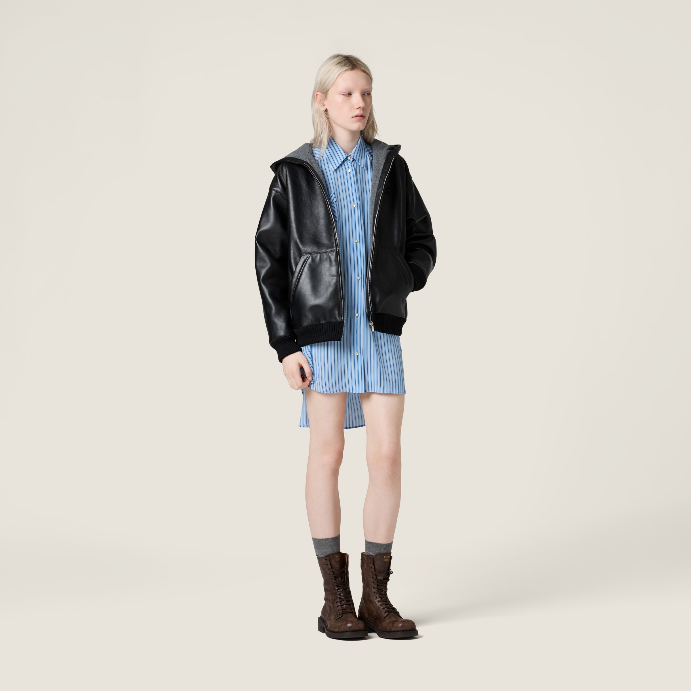 Nappa leather hoodie jacket - 2