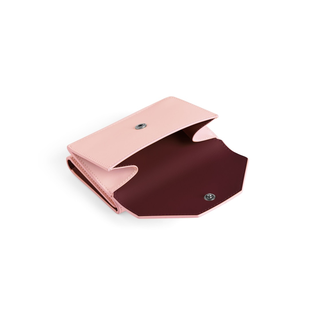 Women's Japan Exclusive - Envelope Mini Wallet in Suede Pink/dark Burgundy - 4