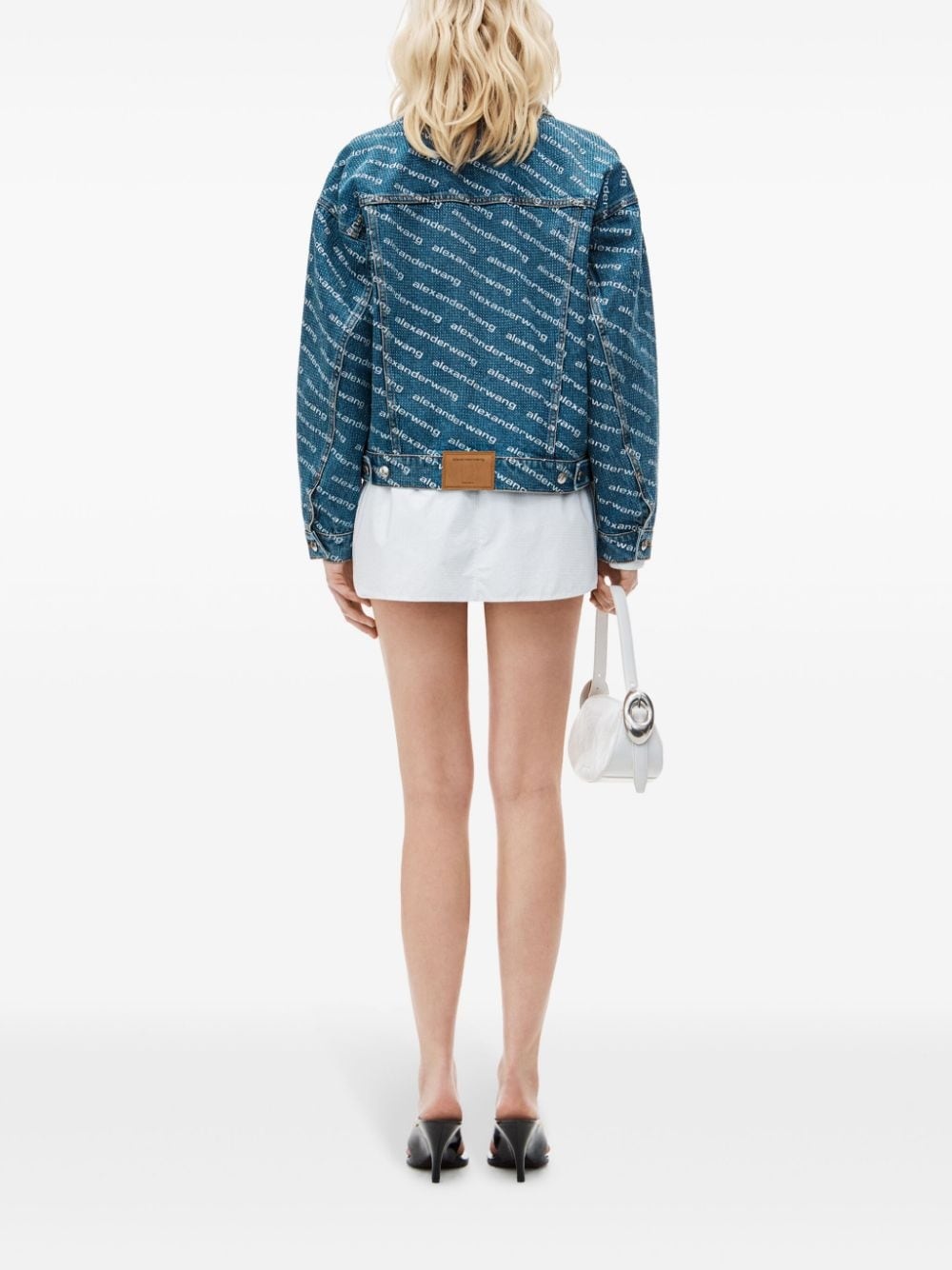 logo-print denim jacket - 3