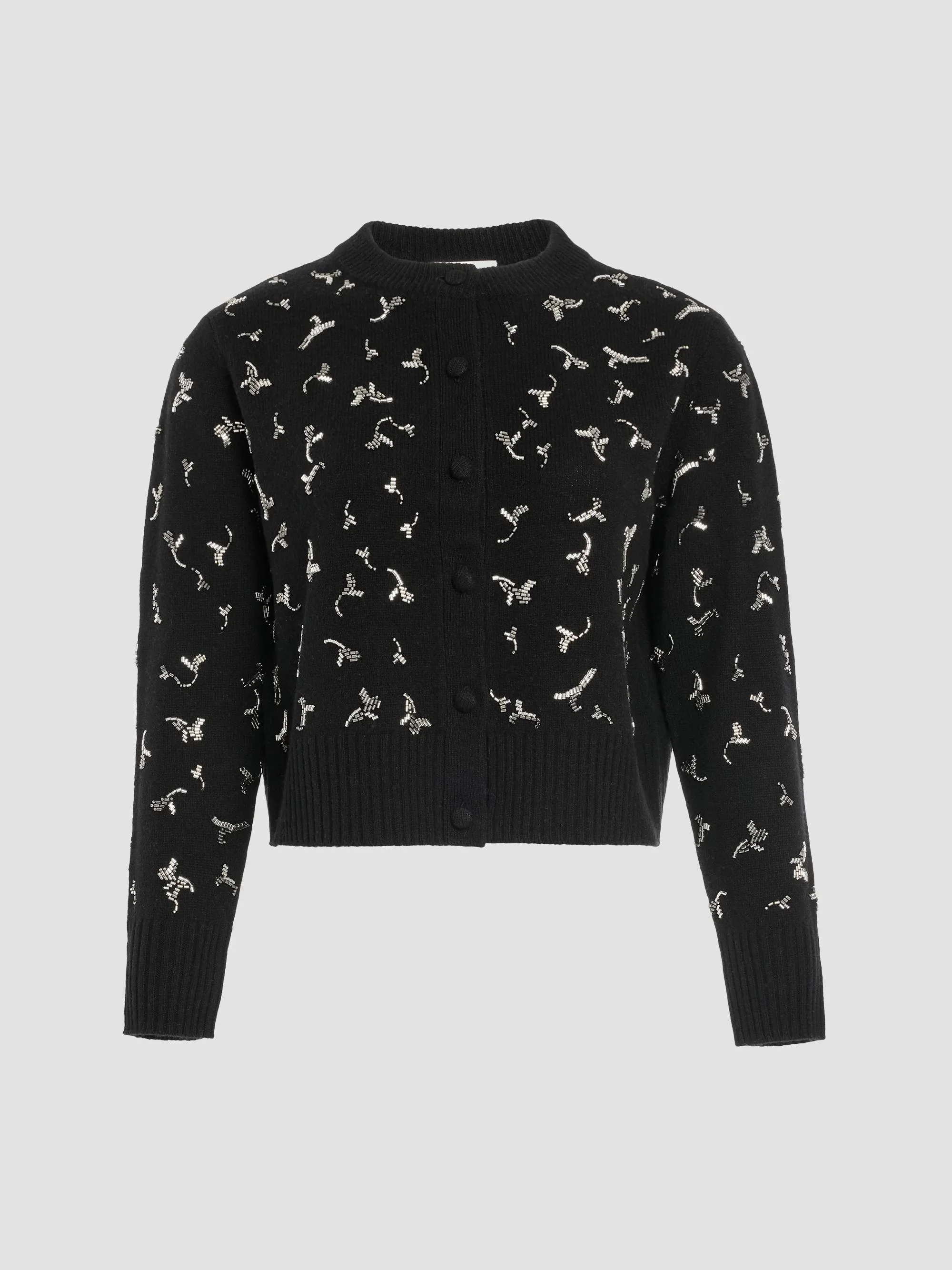Women's Vaughn Pattern Wool Cardigan - Black - 1