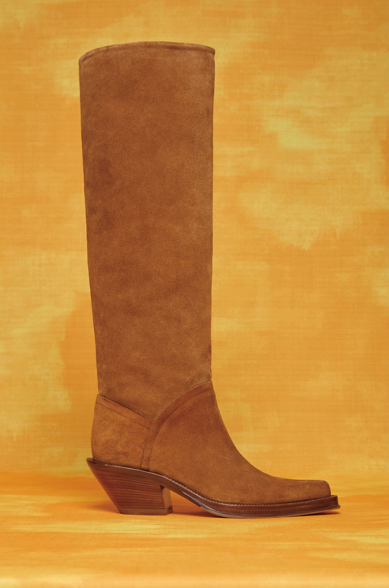 Camero Knee-High Cowboy Boot in Cognac Suede - 4