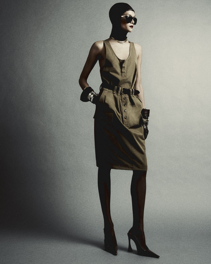SAINT LAURENT cassandre pencil skirt in cotton twill outlook