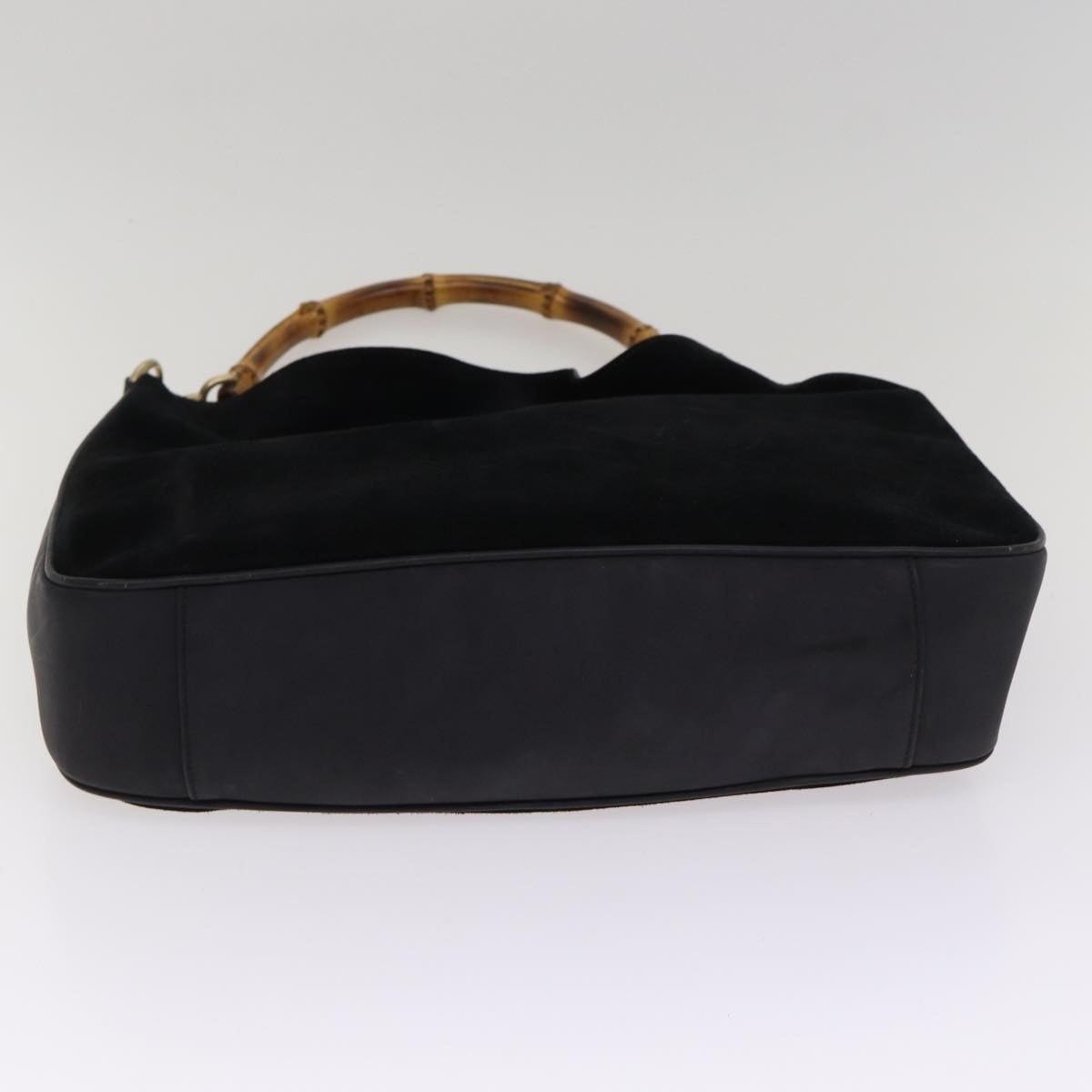 GUCCI Bamboo Hand Bag Suede Black Gold 001 1014 1577 0 - 4