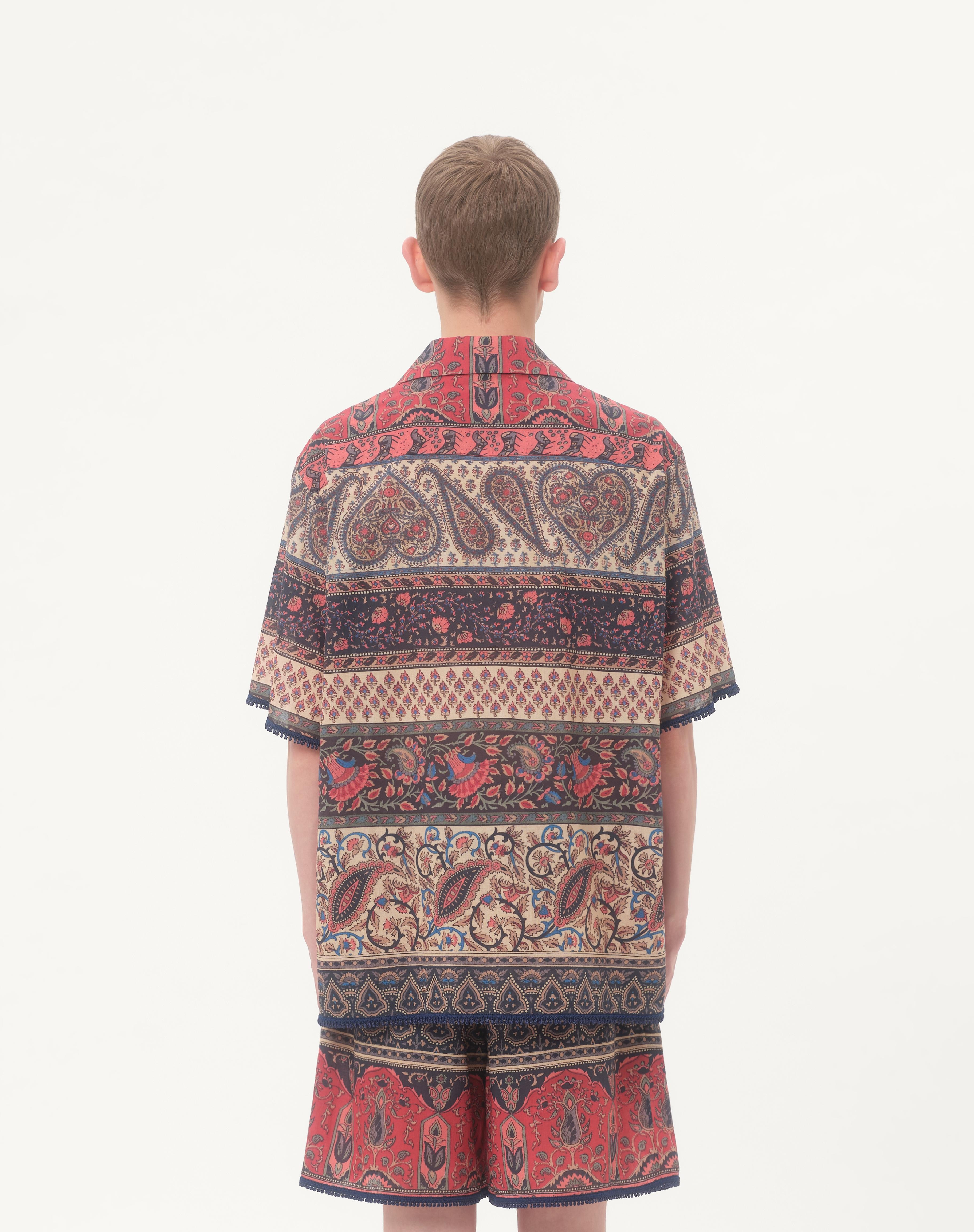 BOWLING SHIRT IN COTTON MUSLIN WITH VOYAGE IMAGINAIRE PRINT AND PASSEMENTERIE TRIMS - 7
