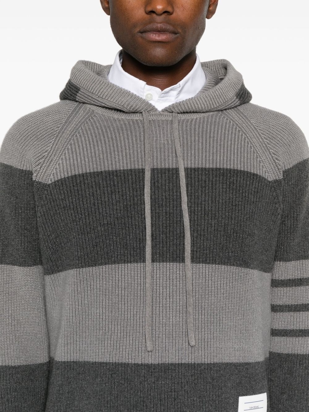 striped knitted hoodie - 5