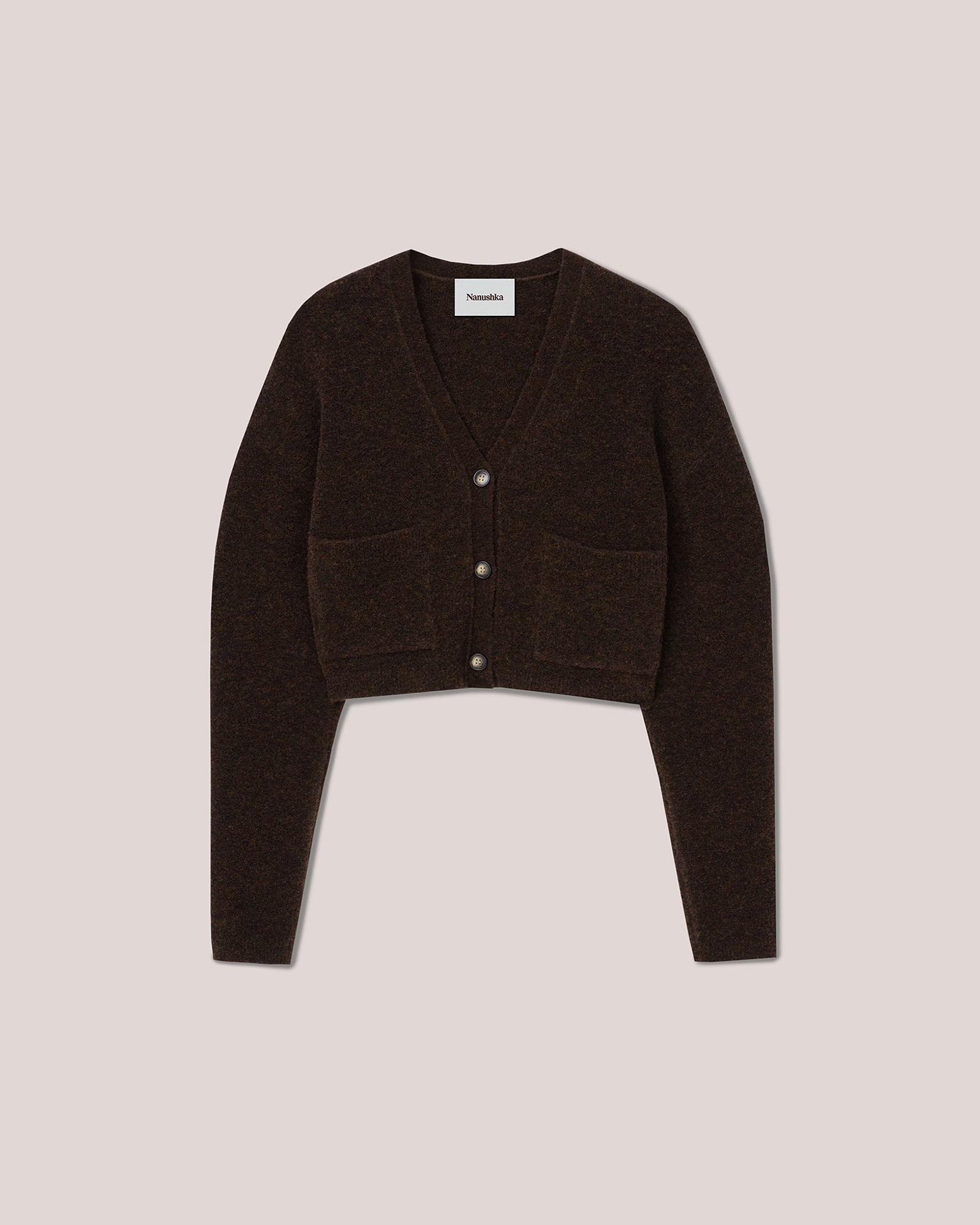 MELINA - Compact boucle boxy fit cardigan - Brown - 1