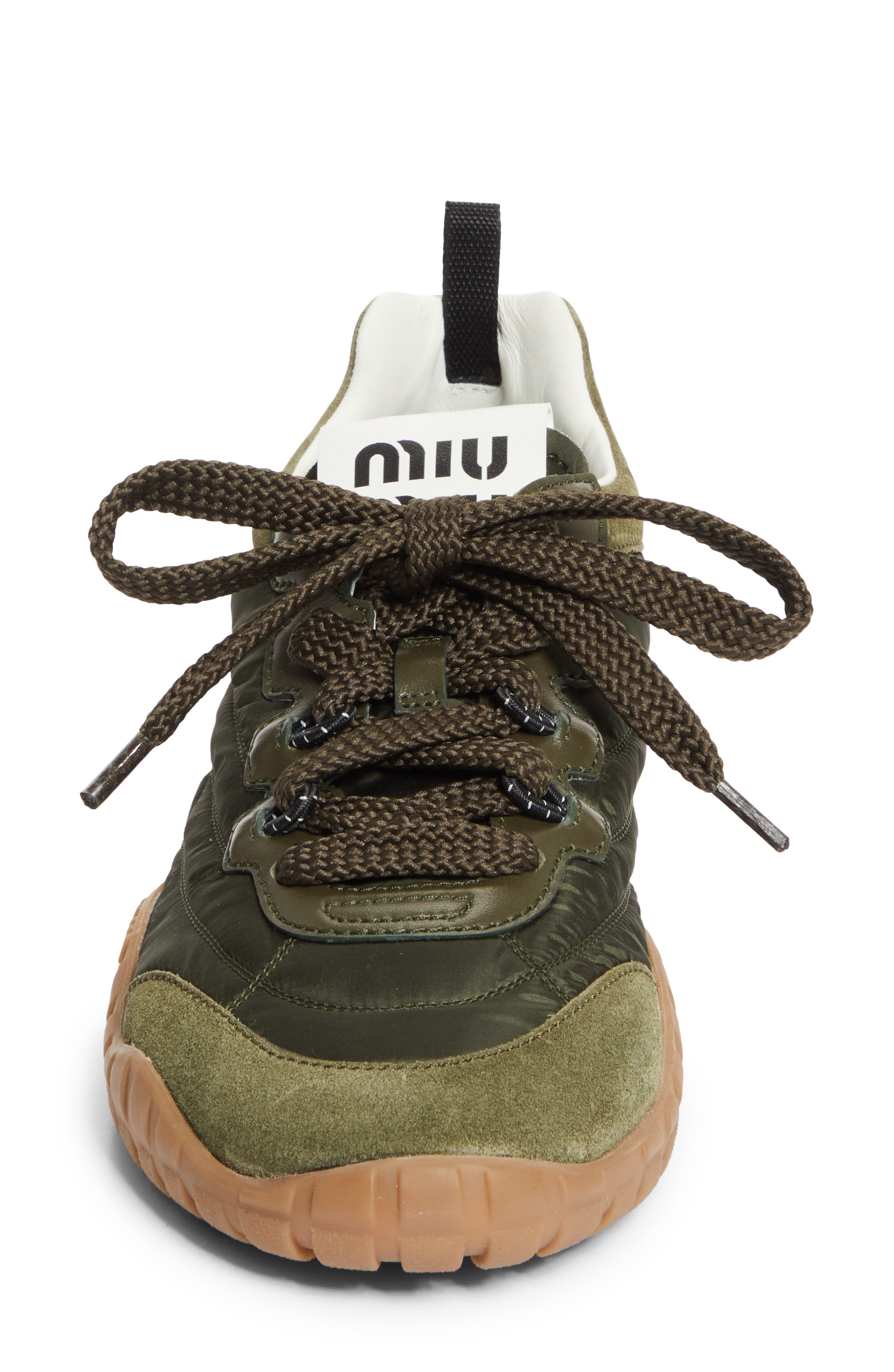 Miu Miu Tyre Nylon Sport Sneaker in Loden at Nordstrom - 4