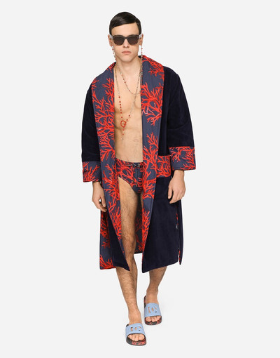 Dolce & Gabbana Cotton bathrobe with coral-print details outlook