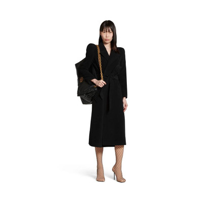 BALENCIAGA Women's Round Shoulder Fitted Coat in Black outlook