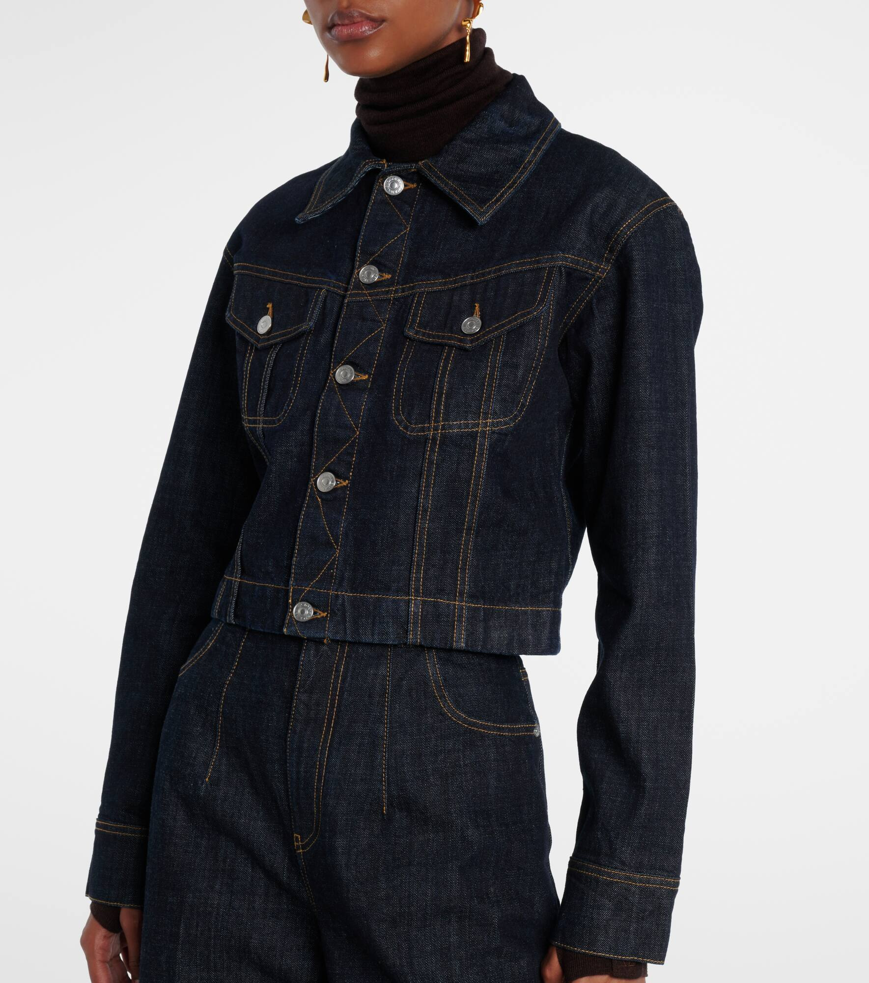 Cropped denim jacket - 6