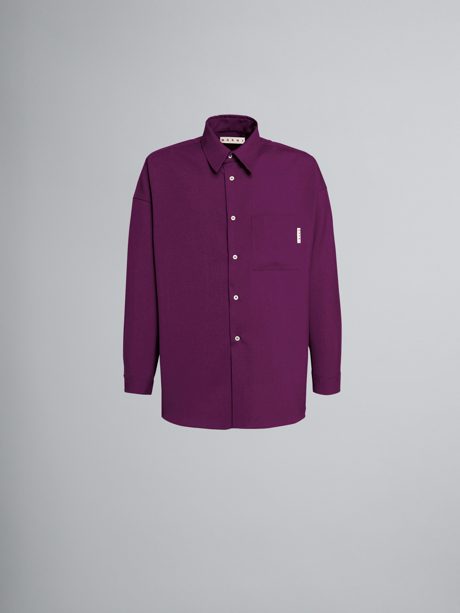 PURPLE TROPICAL WOOL SHIRT - 1