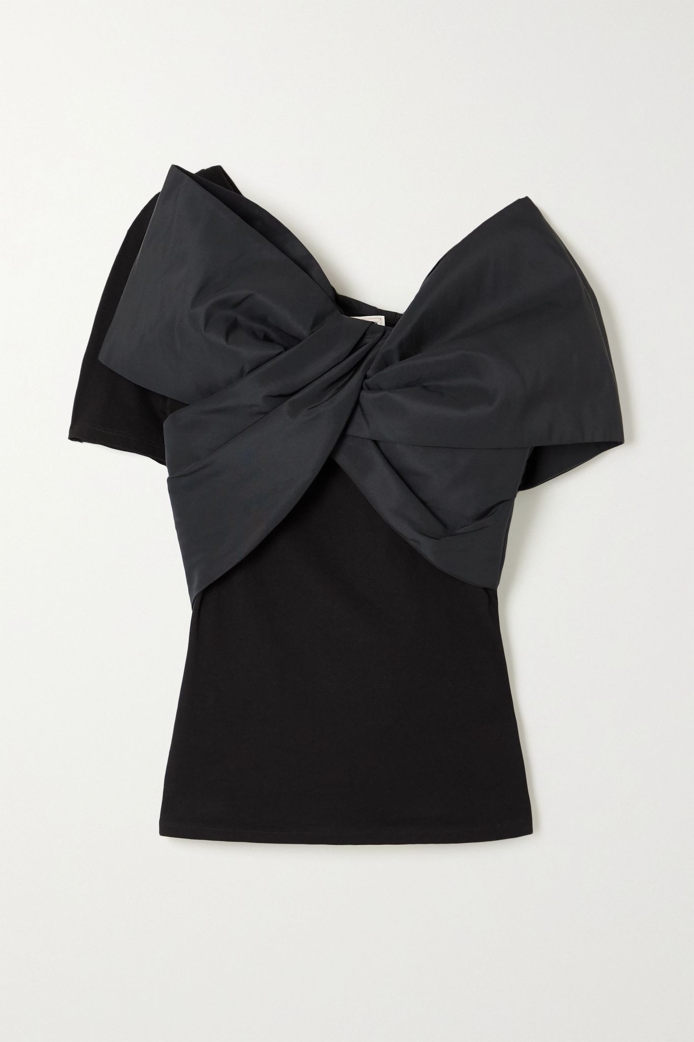 Bow-embellished taffeta and cotton-jersey top - 1