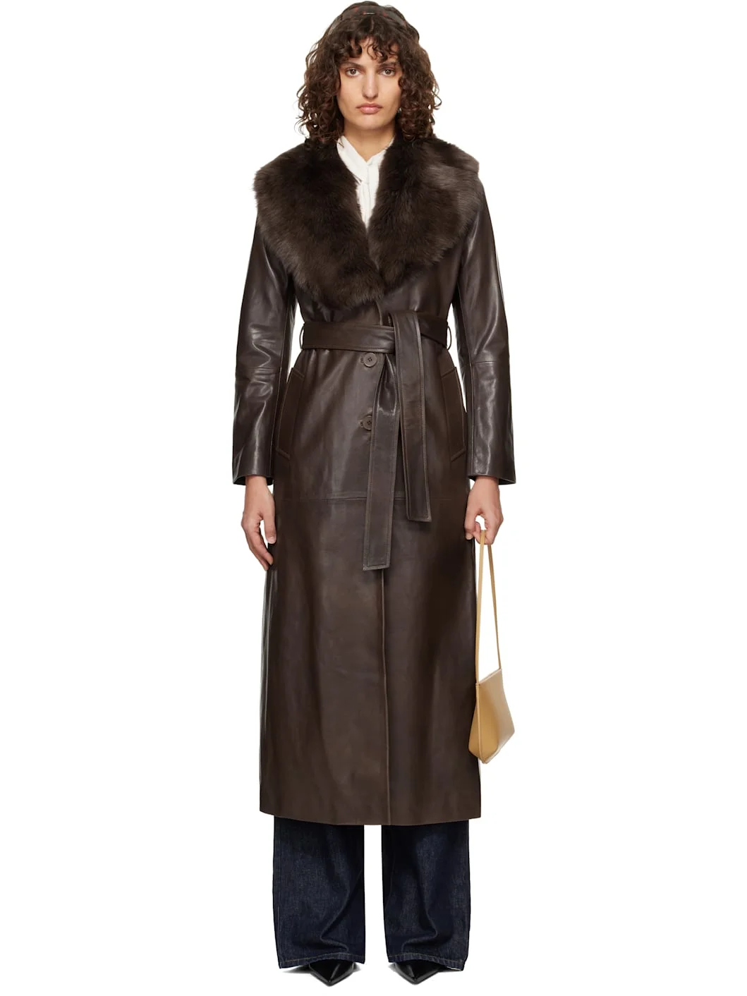 Brown Dakota Glamorous Leather Coat - 1