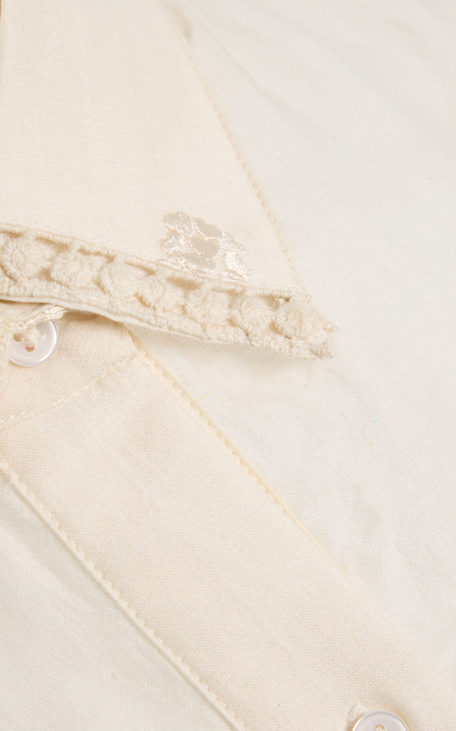 Ada Hand-Embroidered Sheer Cotton-Silk Shirt ivory - 5