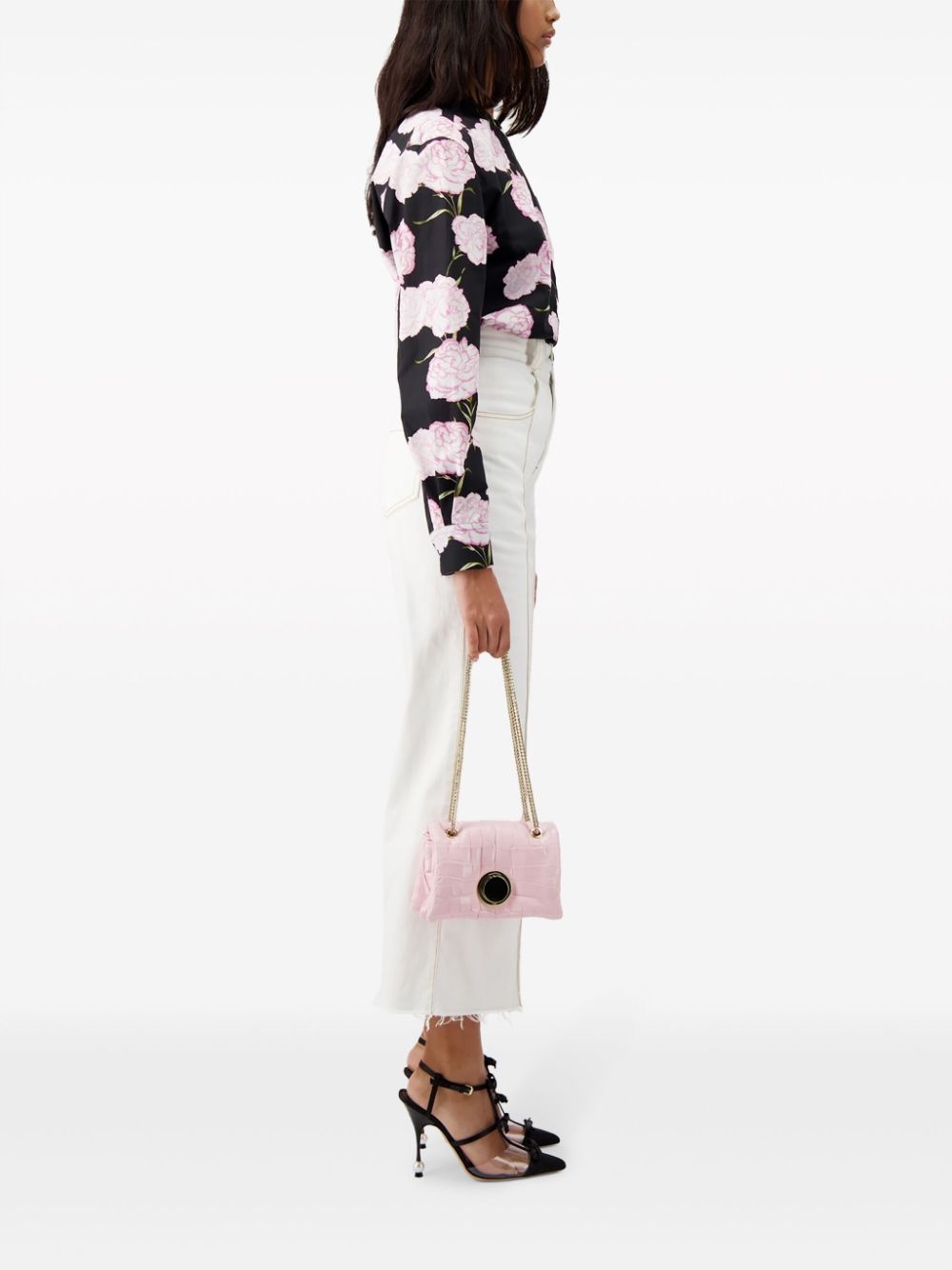 floral-print collarless shirt - 3