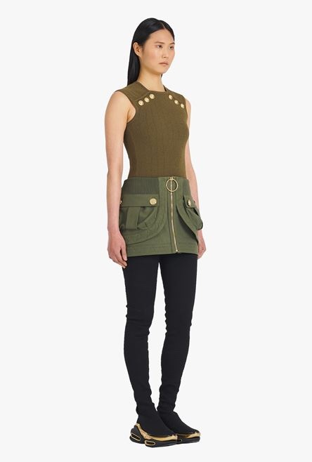 Short khaki denim low-rise skirt - 7