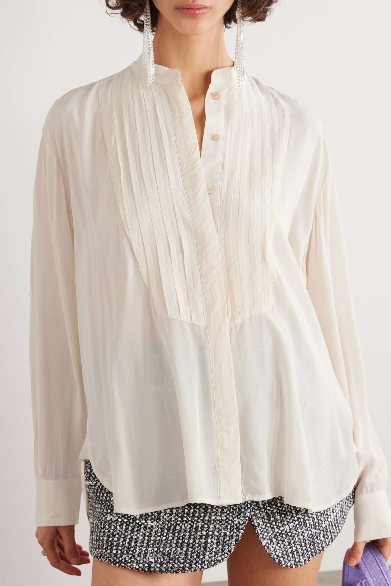 Amel pleated crepe de chine blouse - 3