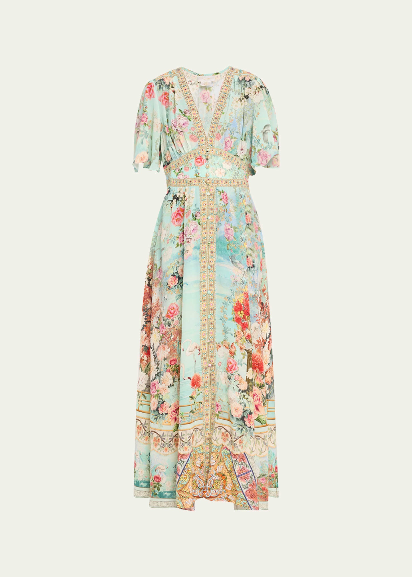 Jewellery Museum Shaped-Waistband Dress with Flutter Sleeves - 1