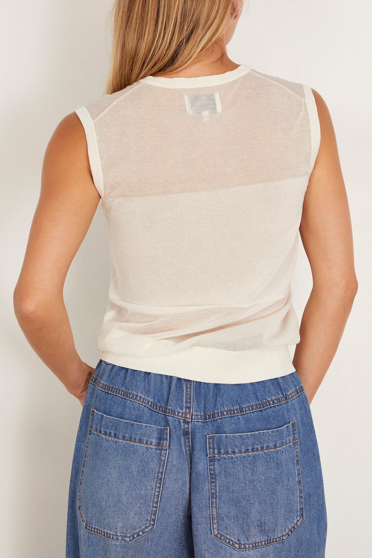 Anita Sleeveless Knit Top in Ivory - 4