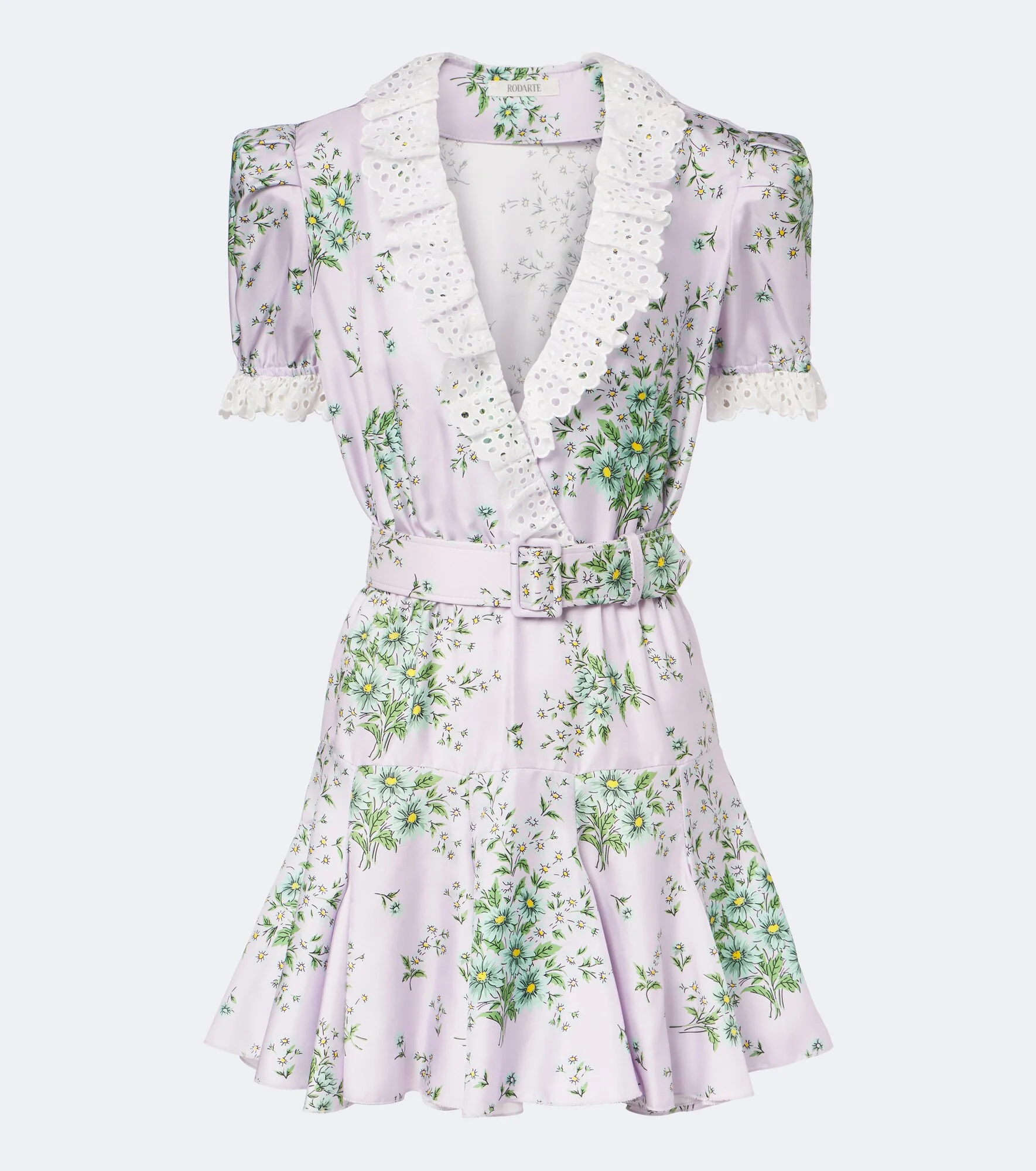 Floral silk twill minidress - 1