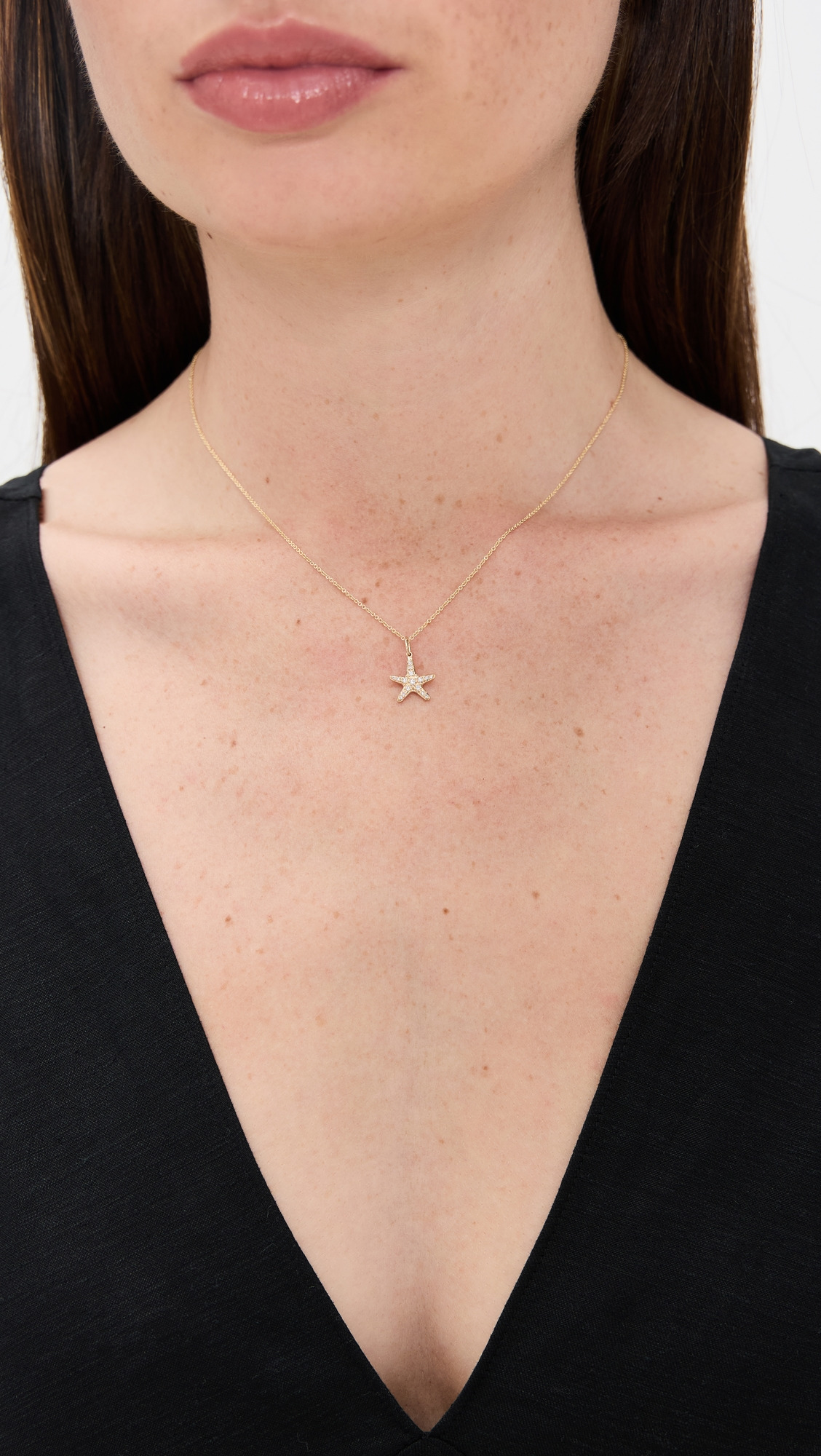 14k Small Starfish Charm Necklace - 2