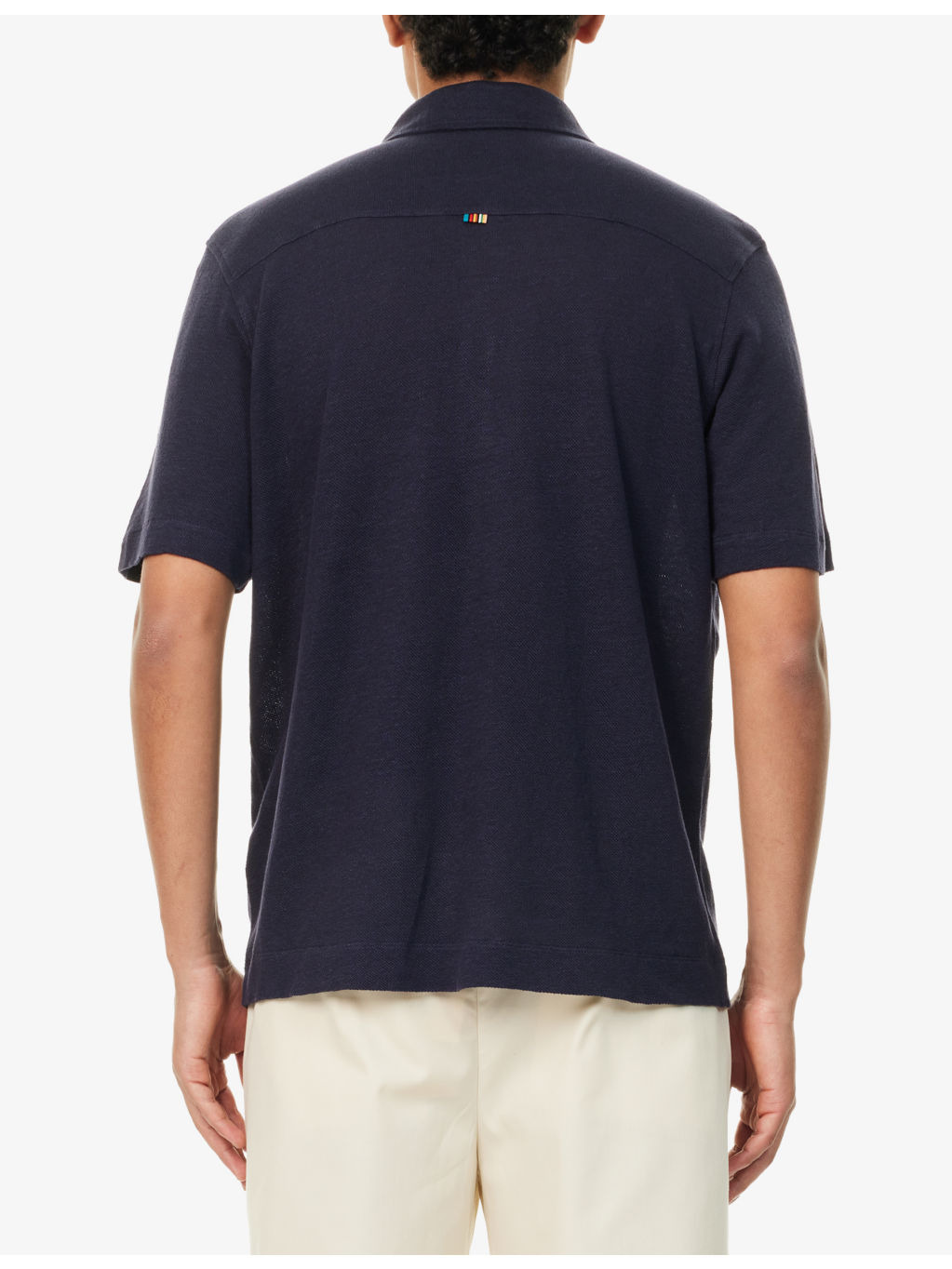 Short-Sleeve Knitted Linen Polo Shirt - 4