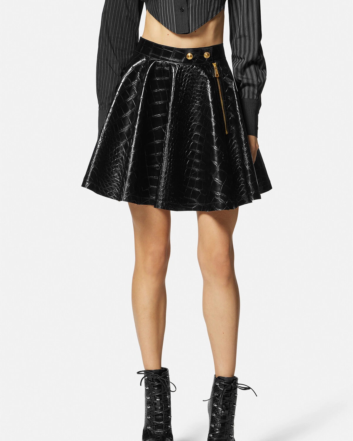 Croc-Effect Mini Skirt - 3