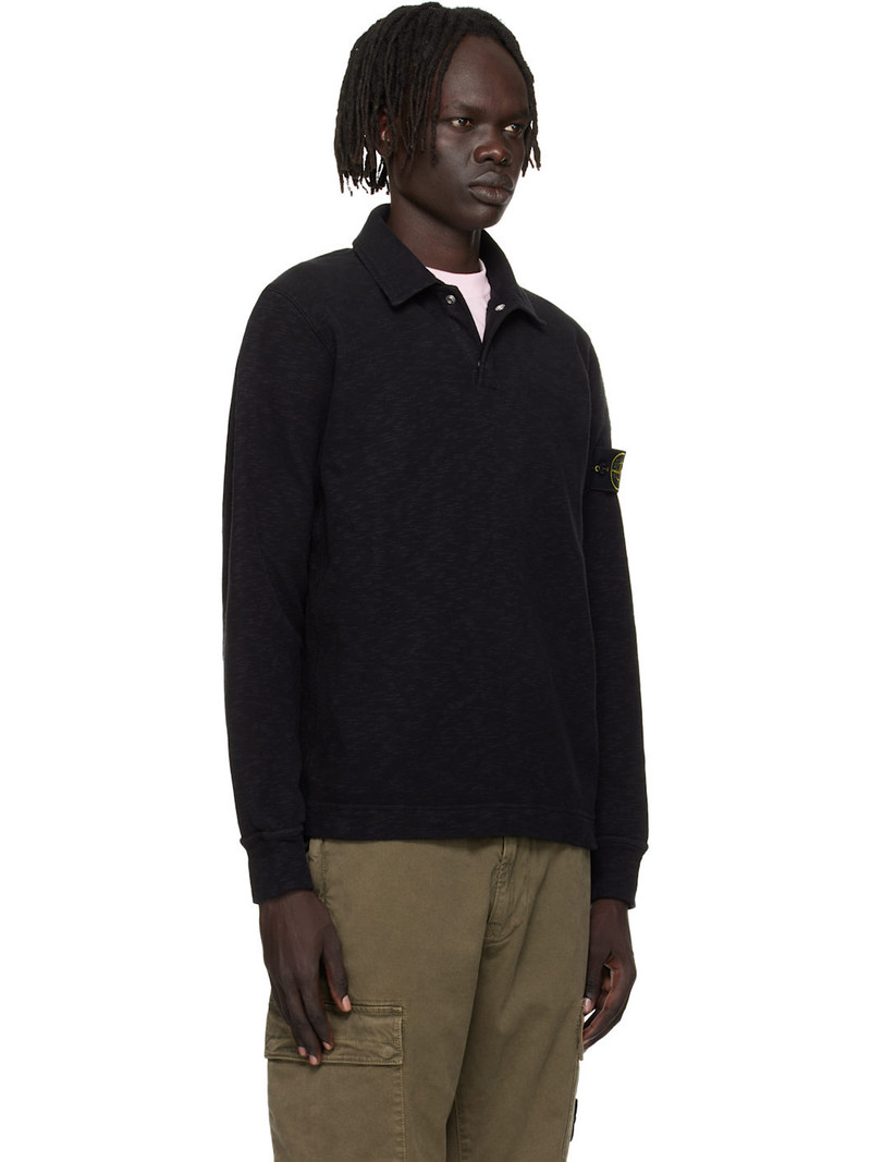 Stone Island Black 6100054 Vanisé Brushed Heavy Cotton Jersey Polo outlook