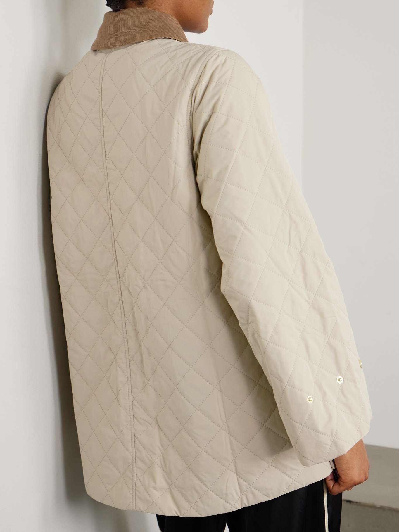 Corinne cotton corduroy-trimmed quilted shell jacket Sand - 4