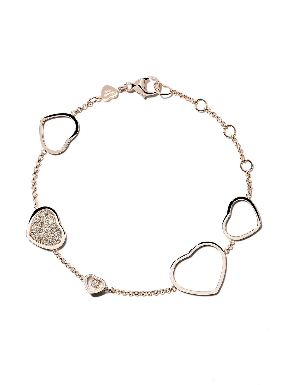 18kt rose gold Happy Hearts diamond bracelet - 1