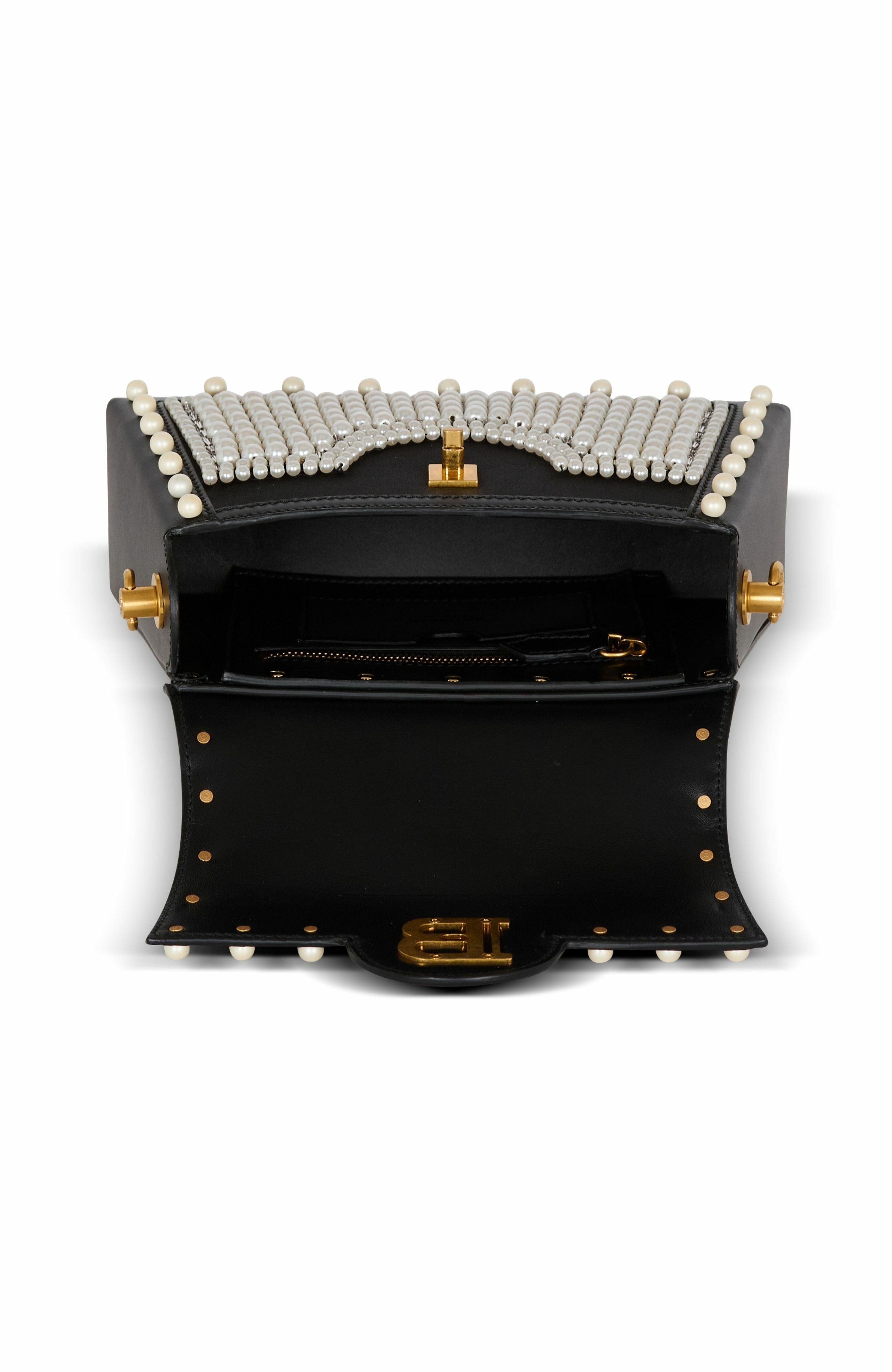 Balmain B-Buzz Dynasty bag in leather and embroidered satin in Black at Nordstrom - 6