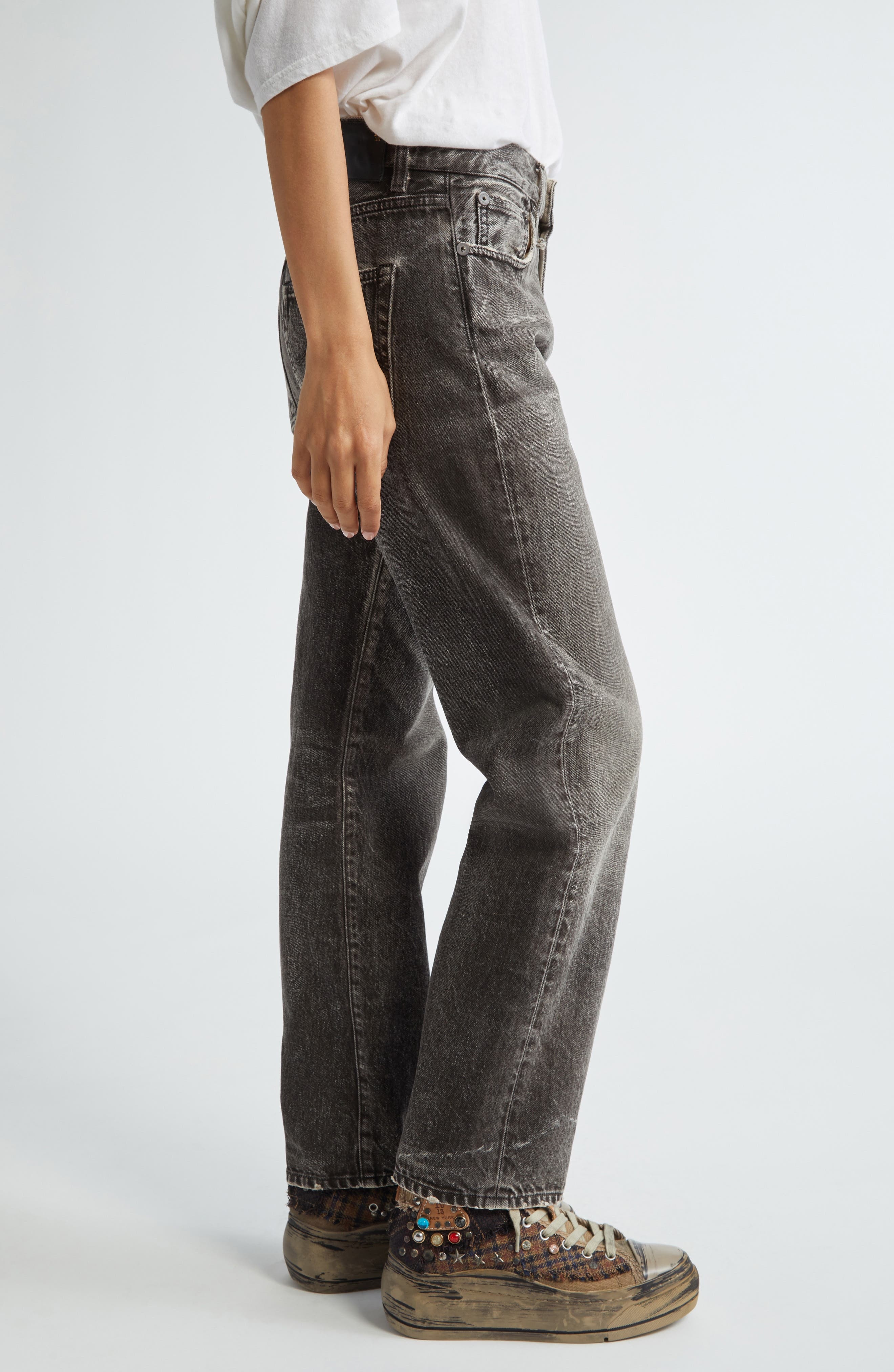 R13 Boyfriend Jeans in Mud Grey at Nordstrom - 4
