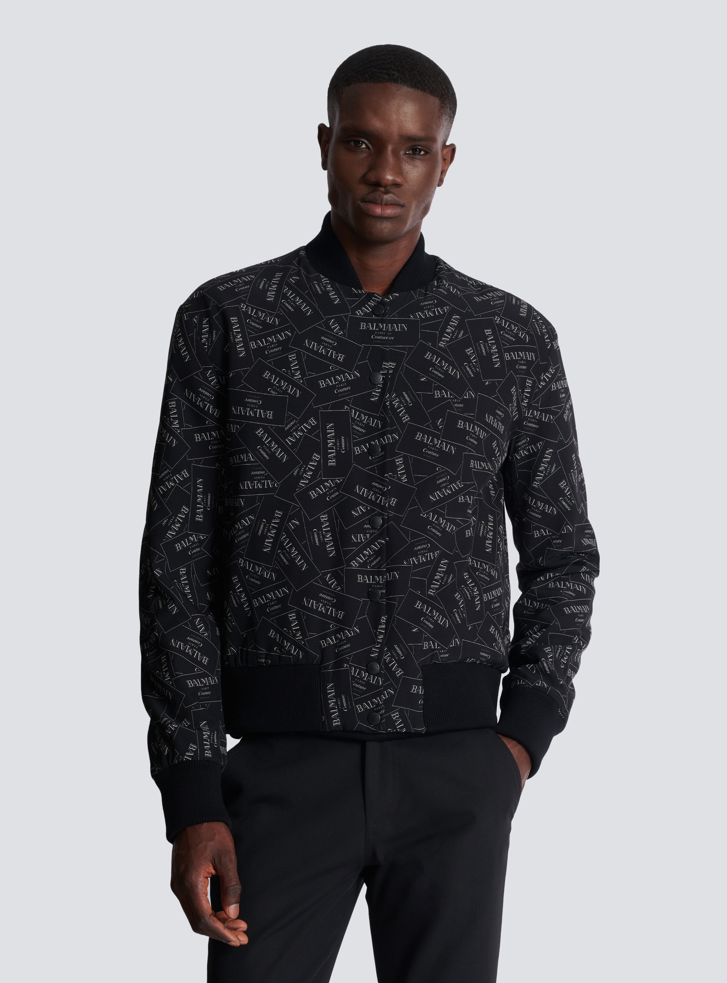 Printed Balmain label bomber jacket - 6