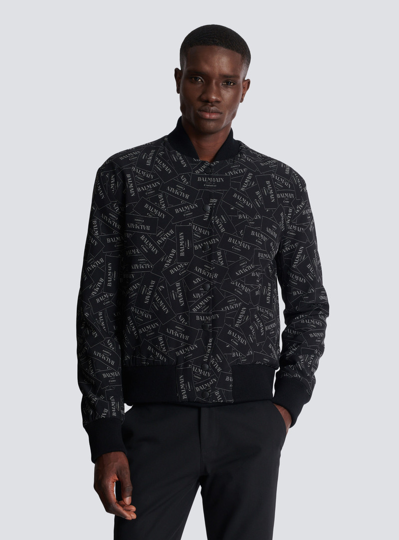 Printed Balmain label bomber jacket 6