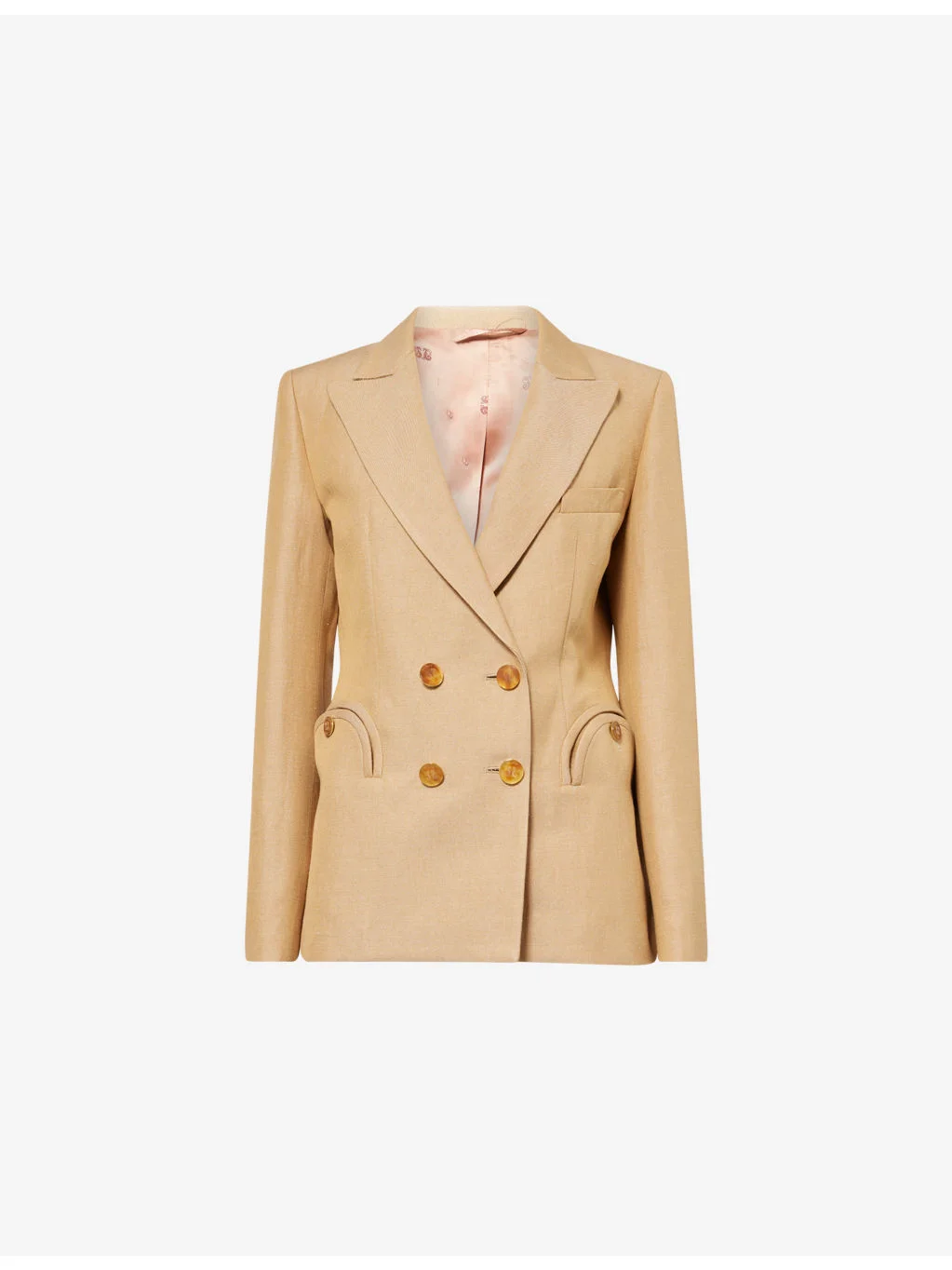 Charmer Double-Breasted Linen-Blend Blazer - 1