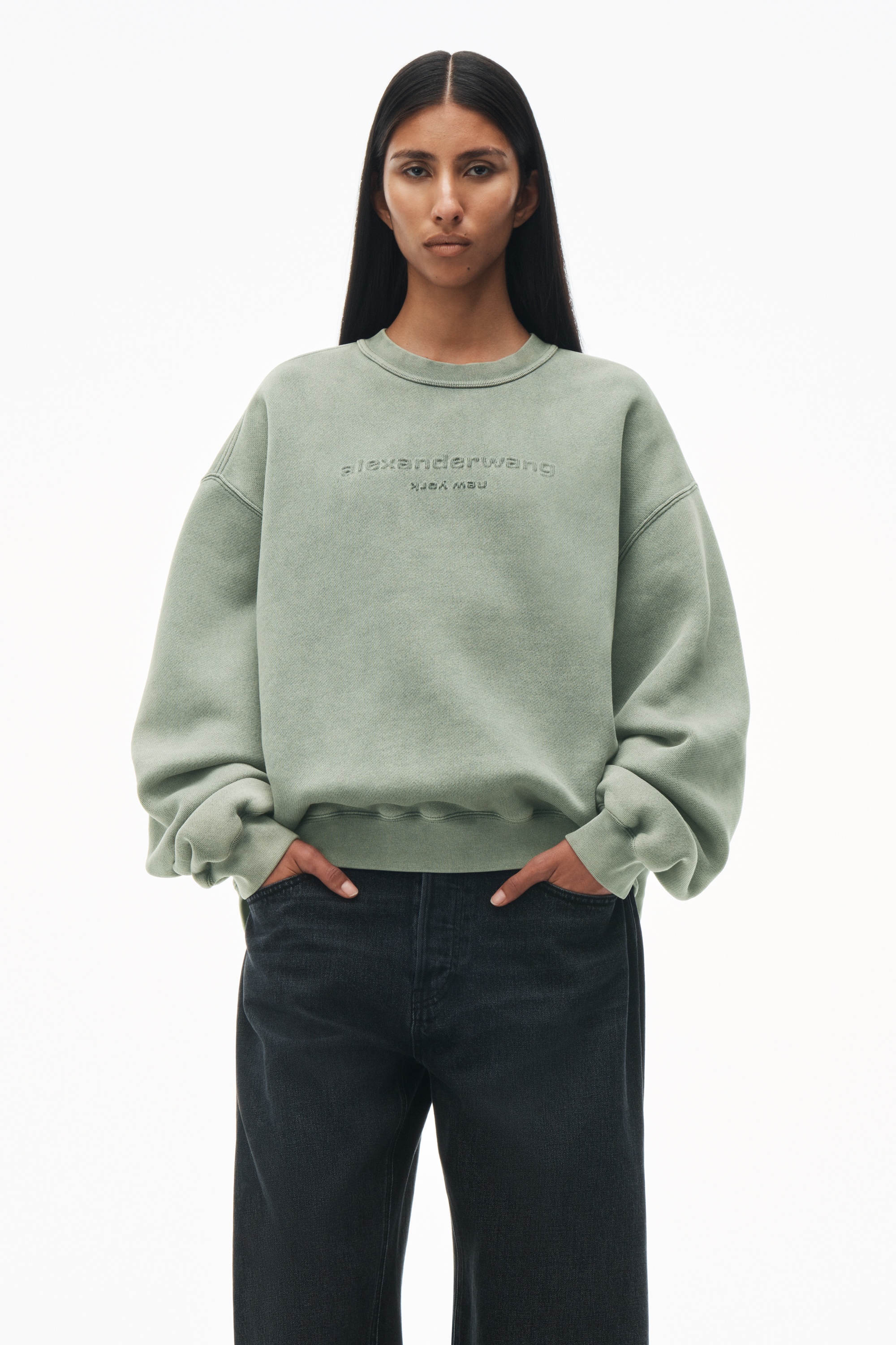 Acid Wash Sweatshirt in Structured Terry - 2