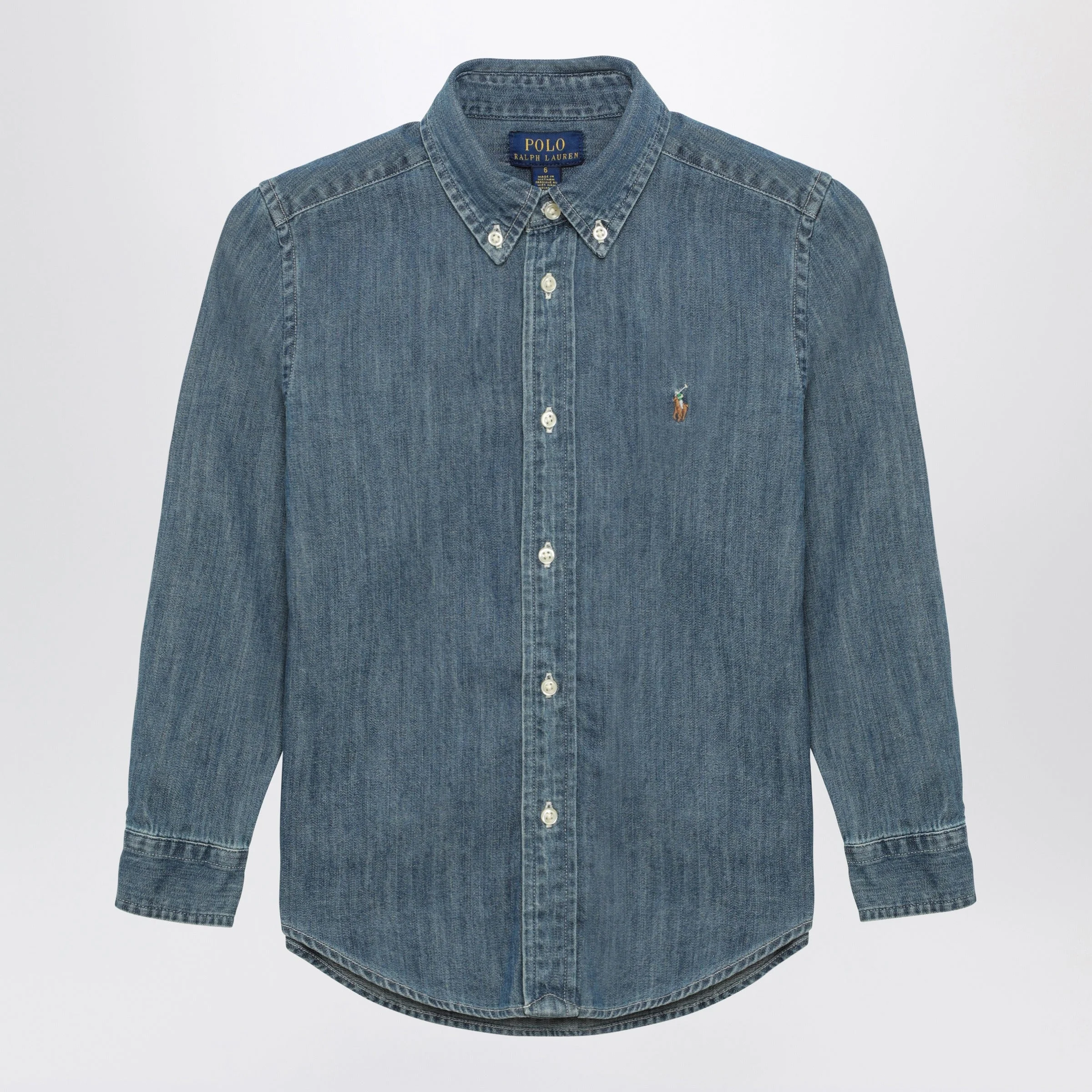 Blue denim button-down shirt - 1