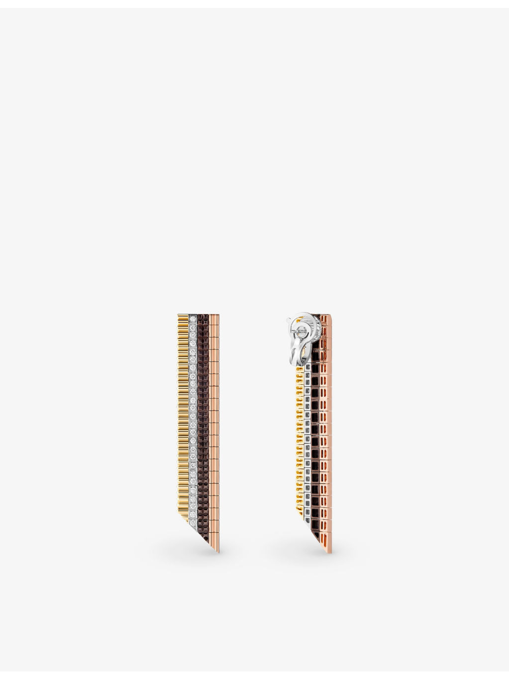 Quatre Classique 18ct white, yellow and pink-gold, PVD and 1.06ct brilliant-cut diamond drop earring - 3