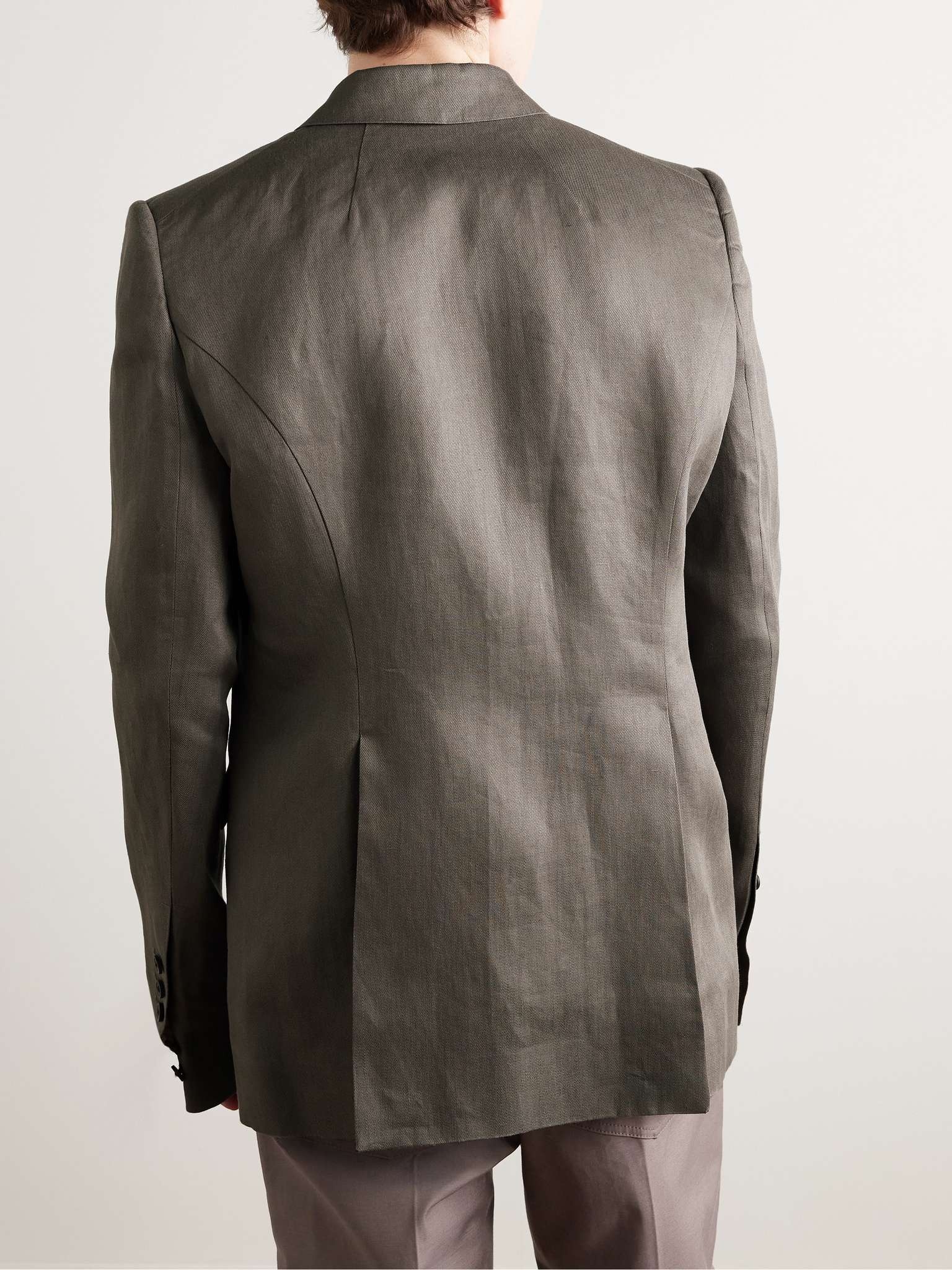 Double-Breasted Linen-Twill Blazer - 3