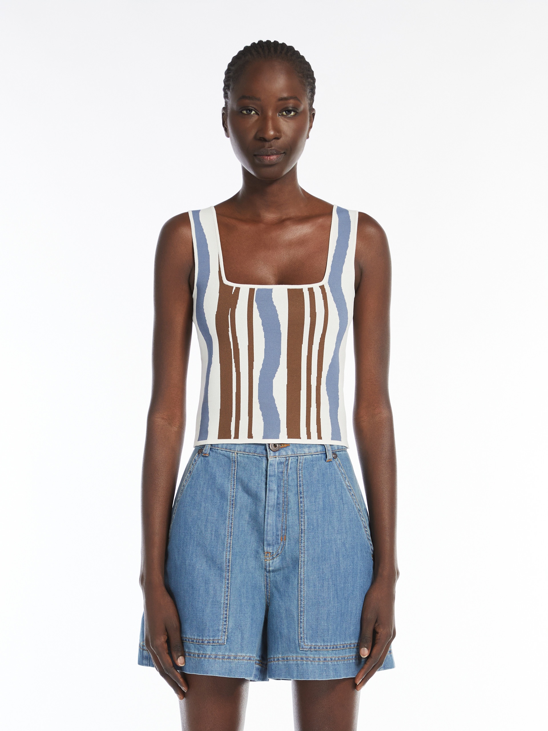 PILADE Jacquard viscose crop top - 3