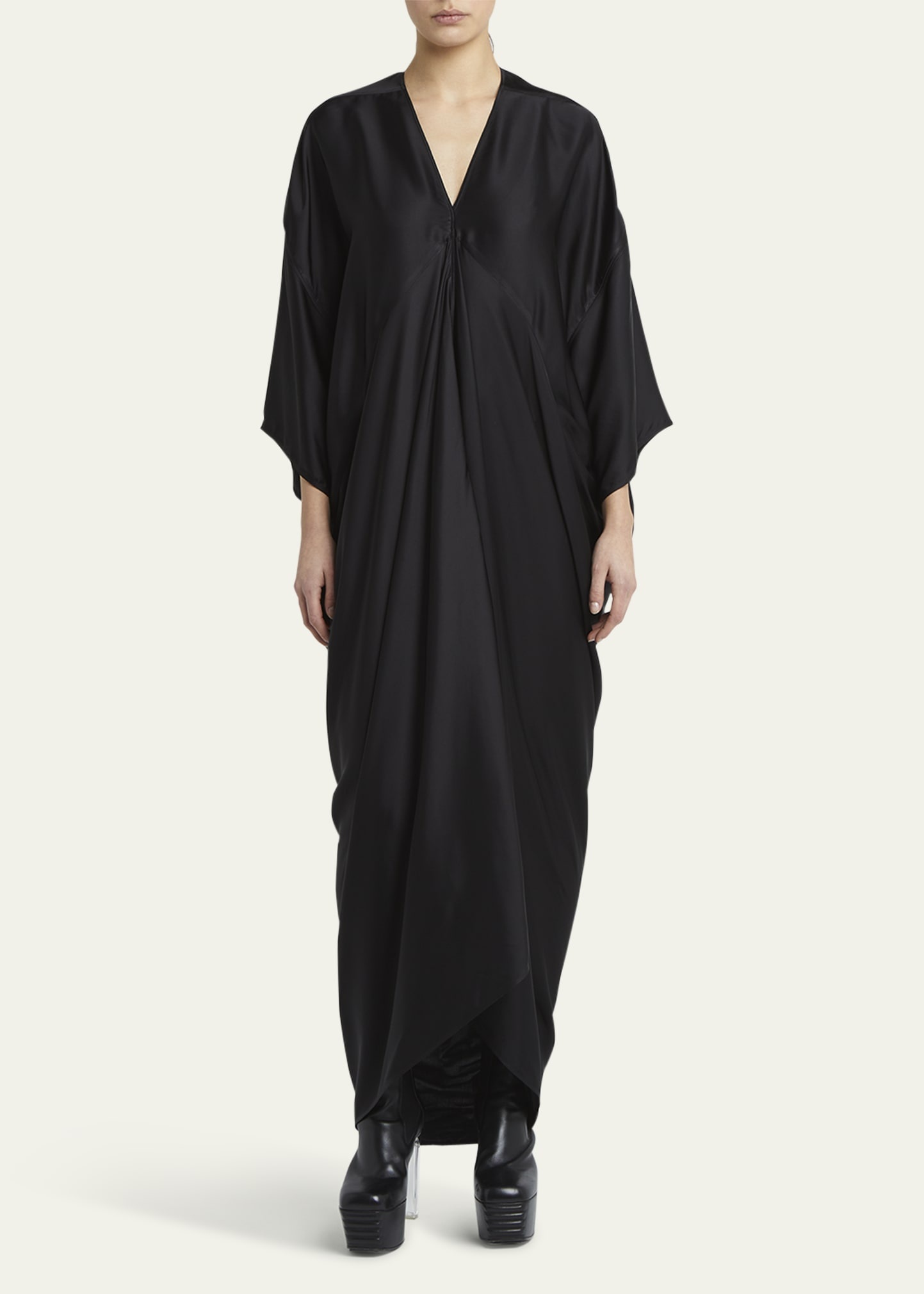 【送料&関税込】Rick Owens Kaftan Dress Rick Owens Draped-Sleeve V-Neck Caftan Gown