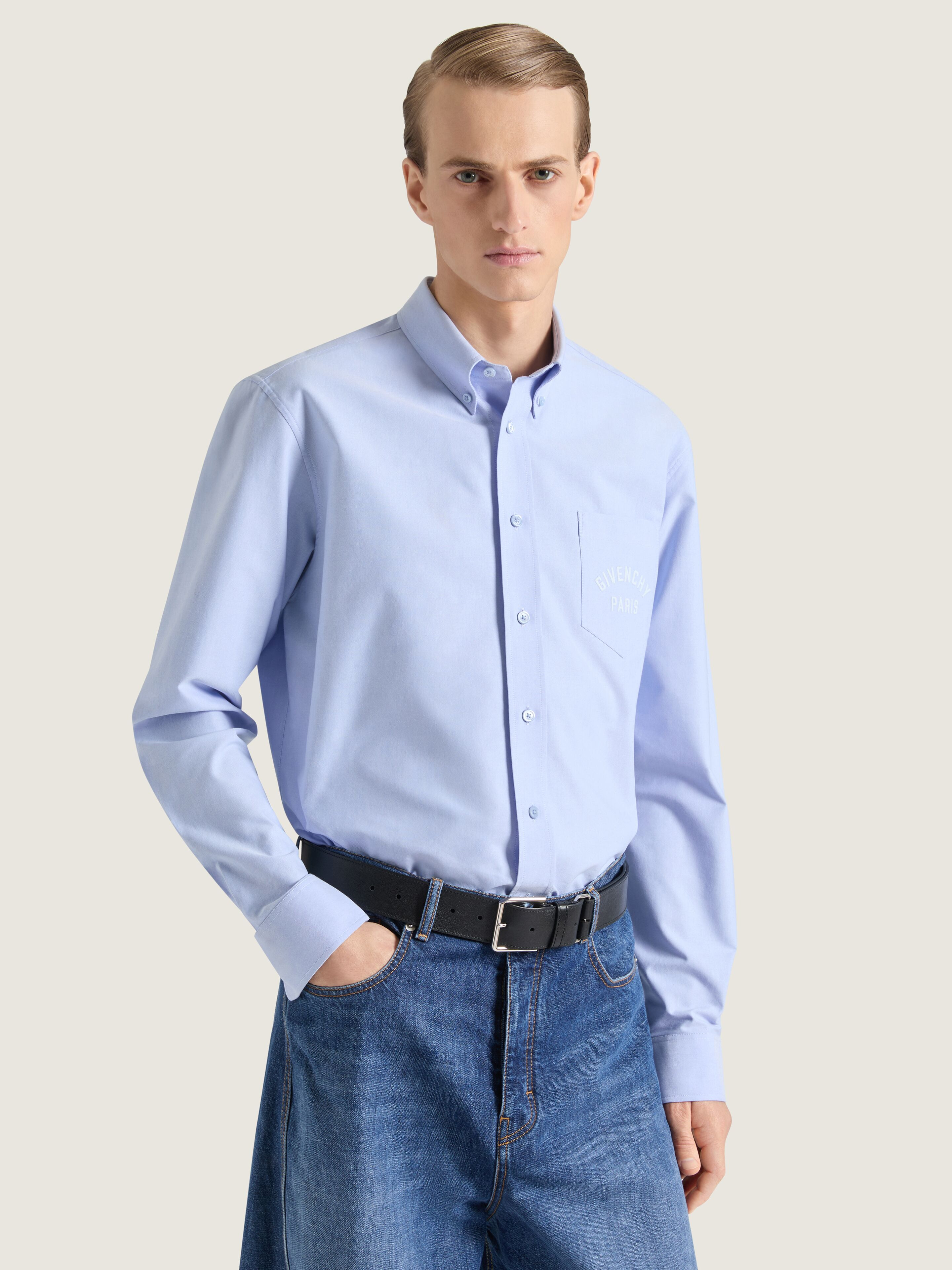 SHIRT IN COTTON WITH GIVENCHY PARIS EMBROIDERY - 3