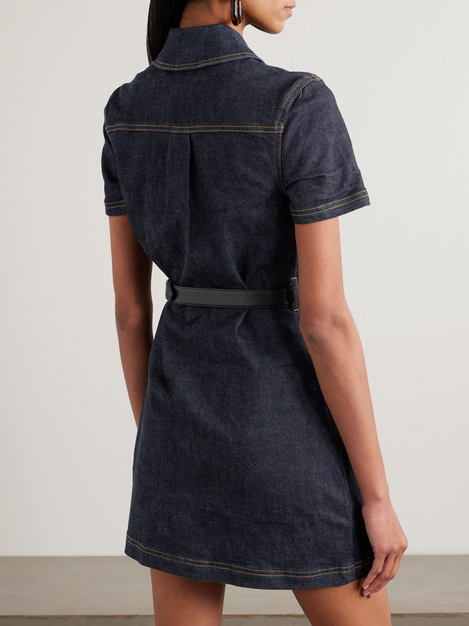 Crystal-embellished denim mini dress Blue - 3