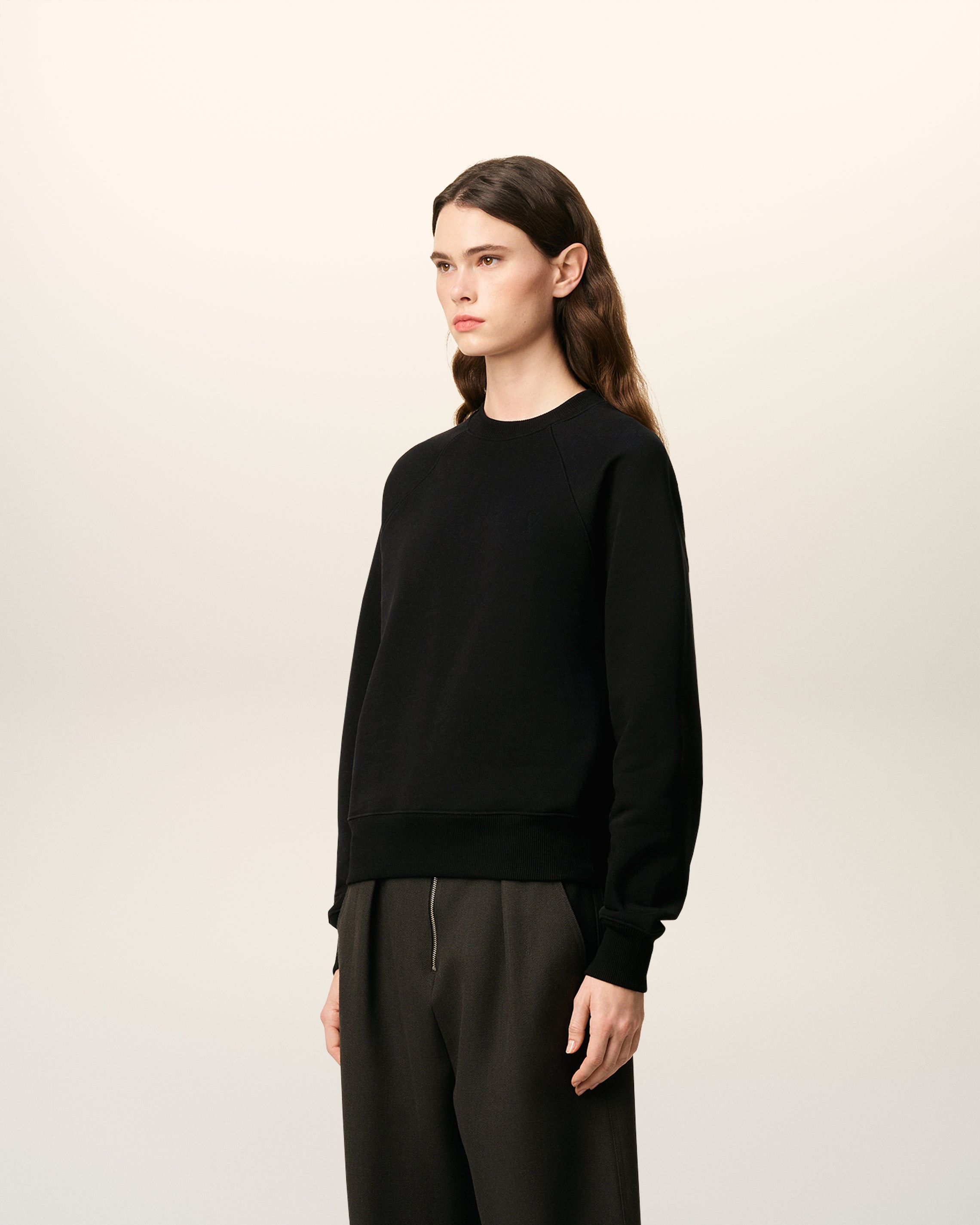 BLACK COTTON AMI DE COEUR SWEATSHIRT - 6