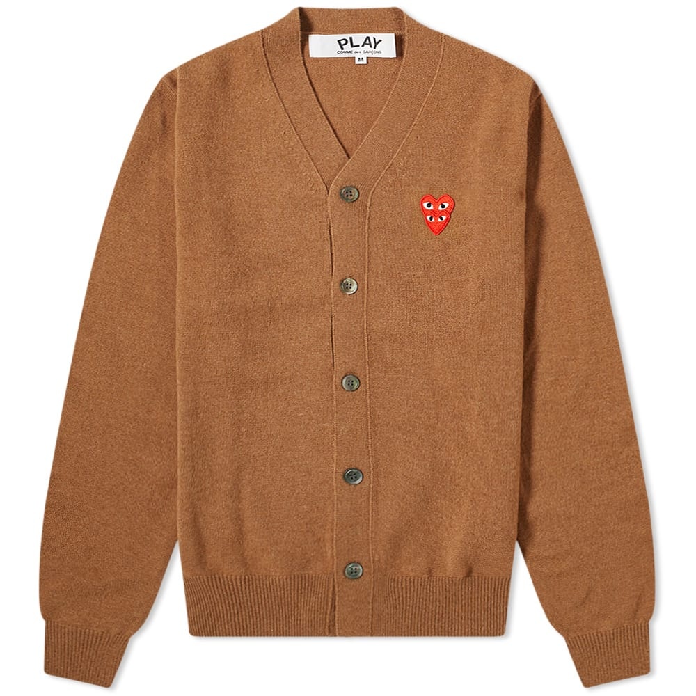 Comme des Garcons Play Overlapping Heart V-Neck Cardigan - 1